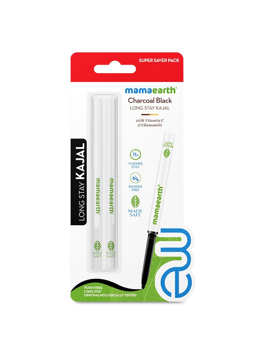 Buy Mamaearth Pack Of 2 Long Stay Kajals With Vitamin C 0.35g Each   Charcoal Black -  - Personal Care for Women