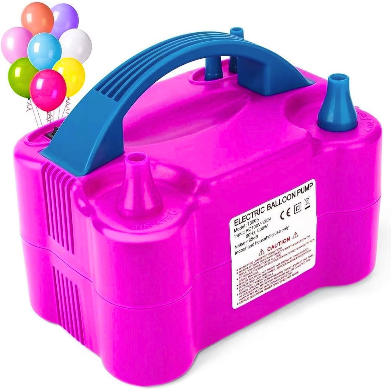 Mini Steps High-Power Electric Balloon Inflator – Dual Nozzles, Fast Inflation for Party Decorations, Wedding & Events, Multi-Color, Acrylonitrile Butadiene Styrene, 1 Piece