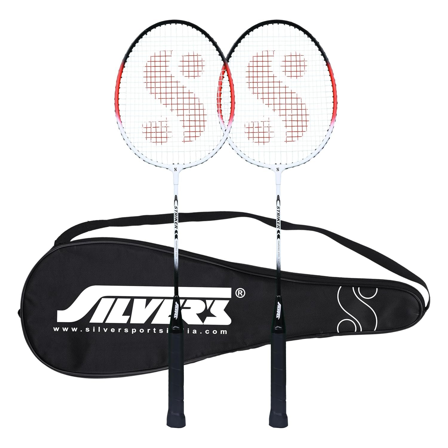 Silver's Aluminium Stricker Badminton Kit (2 Racquets with Full Cover)(Red/White)