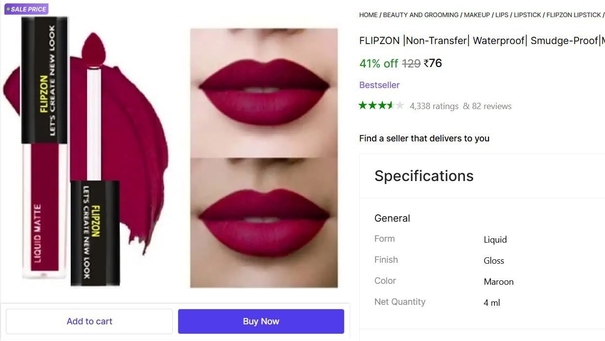 FLIPZON |Non-Transfer| Waterproof| Smudge-Proof|Matte Longlasting|Liquid Lipstick Price in India - Buy FLIPZON |Non-Transfer| Waterproof| Smudge-Proof|Matte Longlasting|Liquid Lipstick online at Shops
