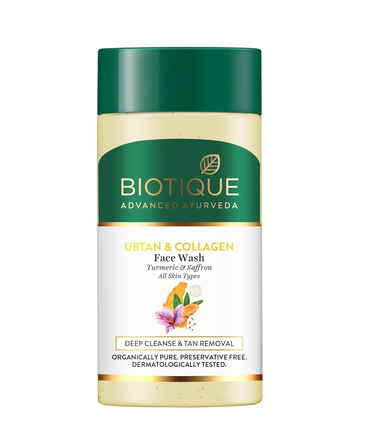 Biotique Ubtan & Collagen Face Wash for Tan Removal & Enhancing Skin Complexion - Gentle Exfoliation, Dead Skin Cell Removal| For Men & Women - 25ml