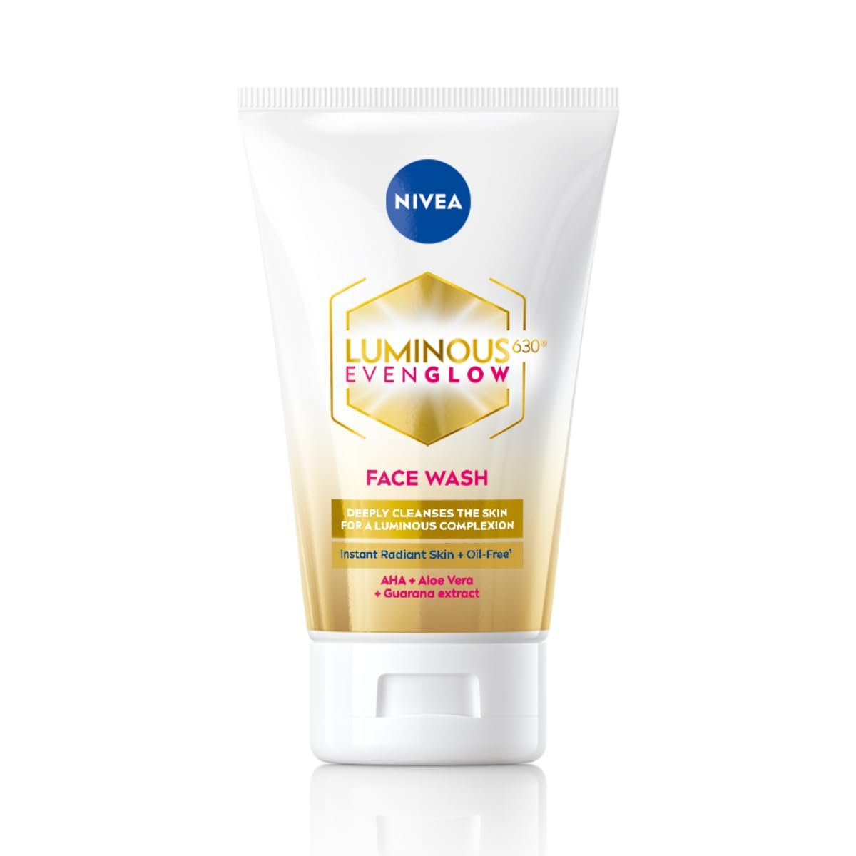 NIVEA Luminous Even Glow 2% AHA Face Wash | Oil-Free Cleanser with Aloe Vera & Guarana Extracts | Deep Cleansing Face Wash for Oily, Normal & Sensitive Skin | Exfoliating Brightening Face Clea