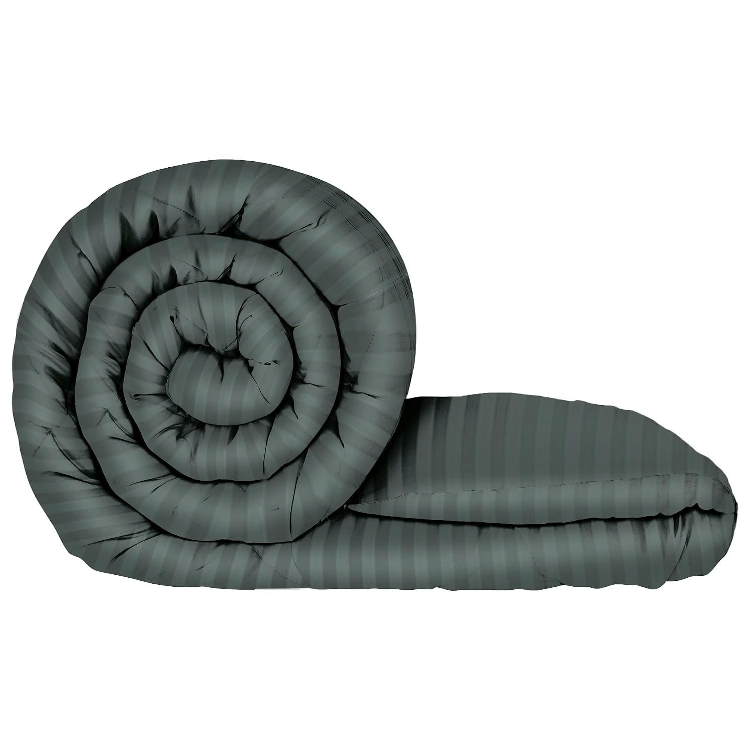 Single Bed Comforter Blankets for Winter |Reversible Microfiber Comforter Single Bed | 180GSM 150x225 cm | Dark Grey & Stripes Pattern | AC Blanket Single Bed | Dohar | Quilt | Duvet