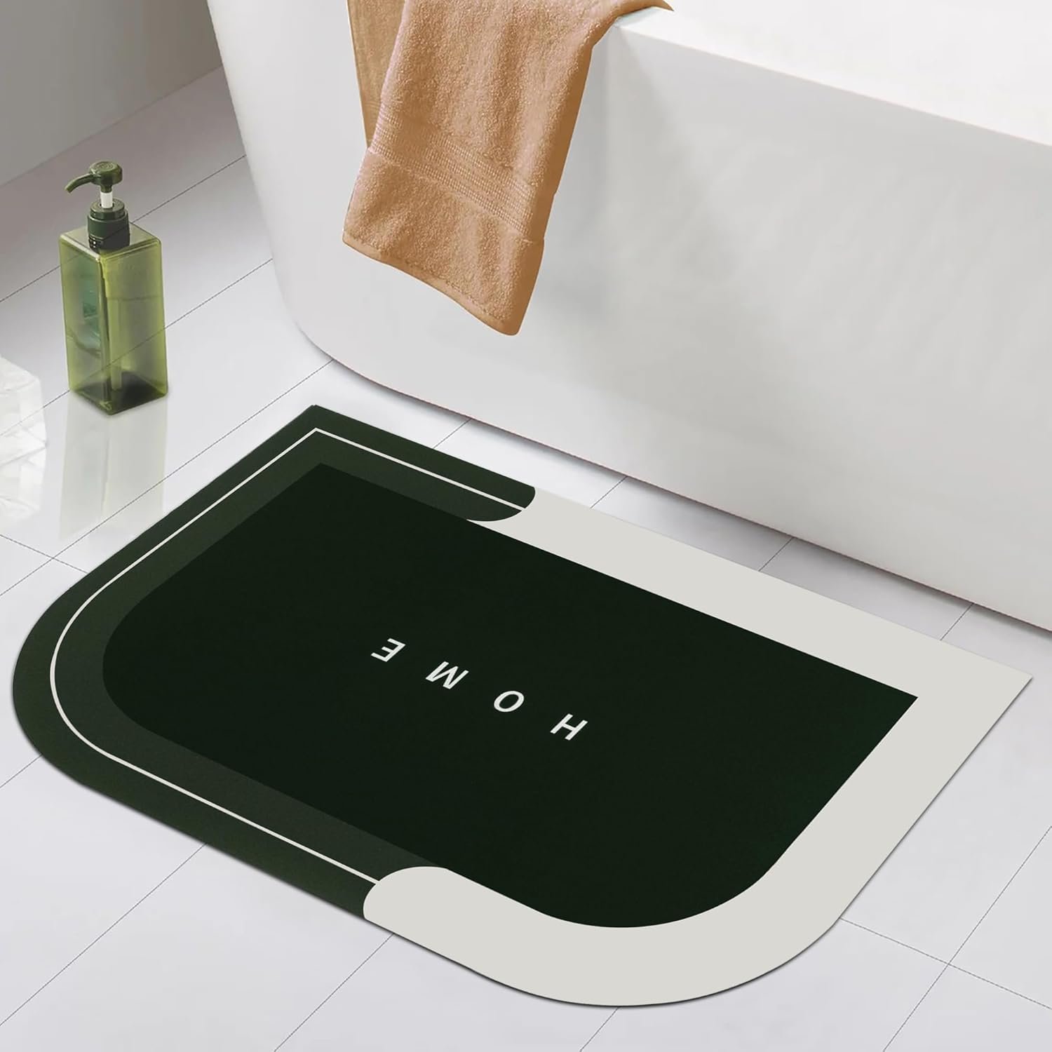 Rubber Bath Mat 4 MM, Anti-Skid Water Soaking Bathroom Rug Door,Floor mat, Soft Quick Dry Water Absorbent Mat for Home Office 40x60cm - Grey