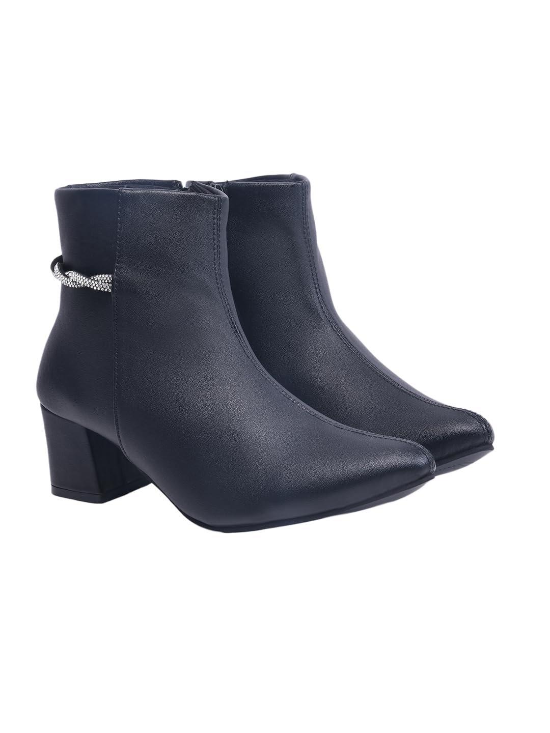 Shoetopia Women’s Chunky Heel Ankle Boots – Side Zip Faux Suede Short Booties with Non-Slip Sole, Comfortable Block Heel Fashion Boots