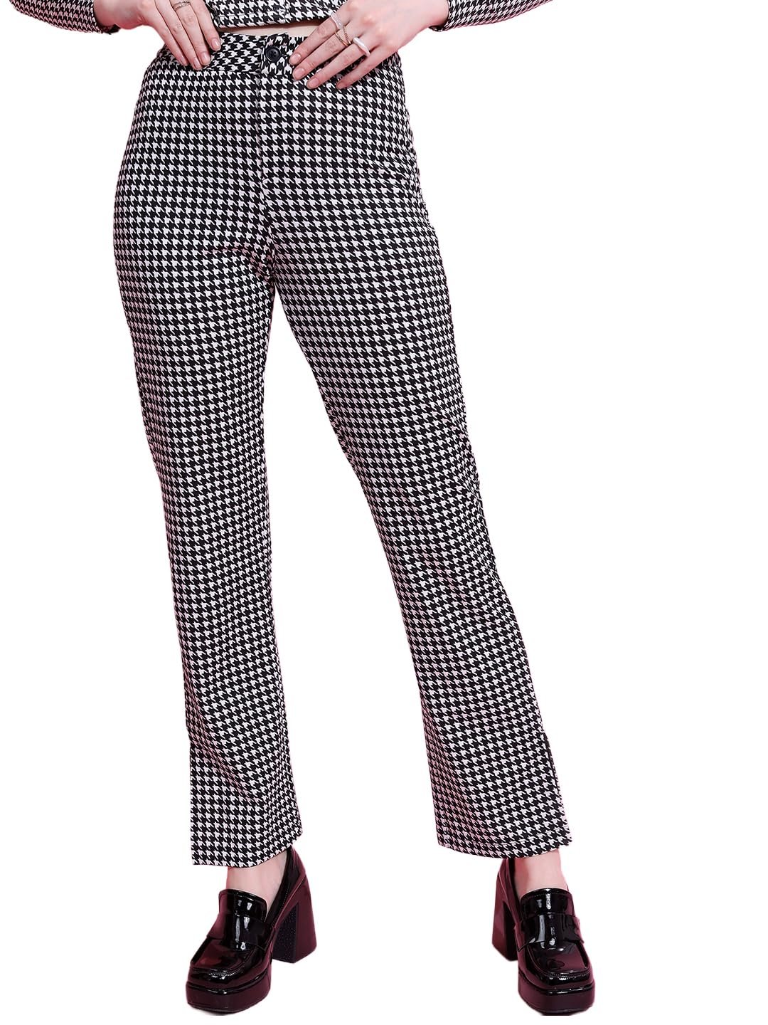 Tokyo Talkies Women's Regular Fit Regular Trousers | Stretchable Trousers | Casual Trousers| Mid-Rise