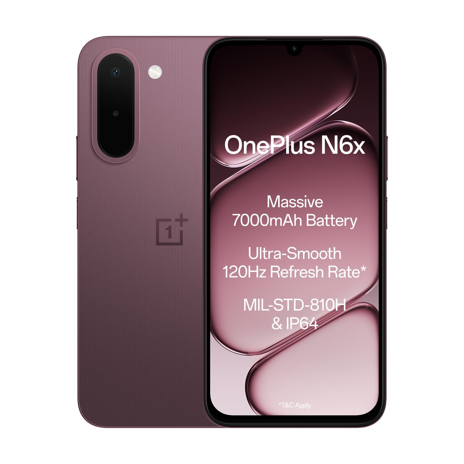 OnePlus N6x | 4GB+128GB | Burgundy Red | 7000mAh Battery | Power for Days | 48-Months Smoothness | Smooth 120Hz Display | Largest 5300mm2 Cooling System | Military-Grade Durability