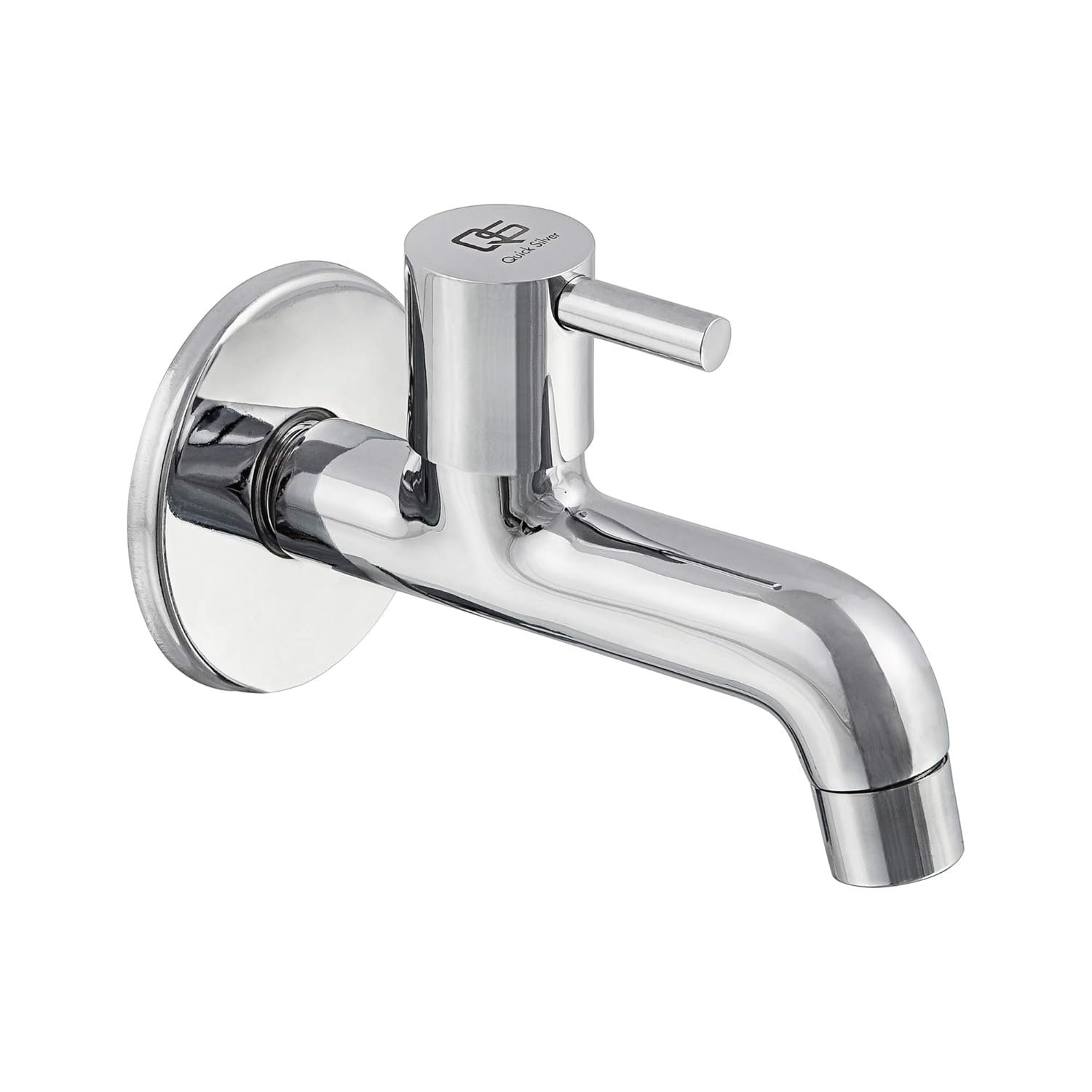 QUICK SILVER Stainless Steel Long Body Tap Bib Cock Faucet with Chrome Finish for Kitchen & Bathroom Wash Basin (Modern, Single Hole, Lever Handle, 4 Inches Spout, Pack of 1)