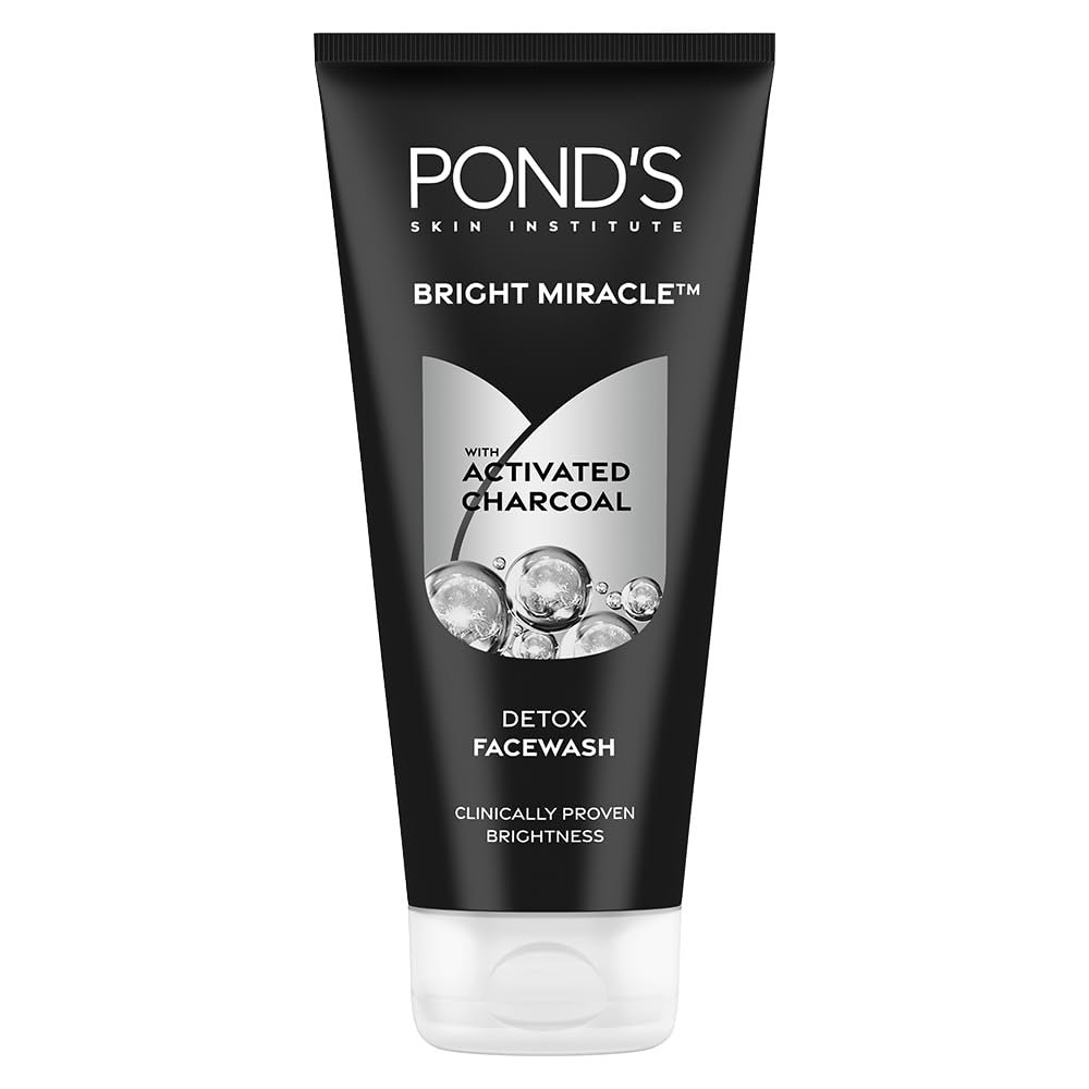 POND'S Pure Detox Face Wash 200 g|| Daily Exfoliating & Brightening Cleanser|| Deep Cleans Oily Skin - With Activated Charcoal for Fresh|| Glowing Skin