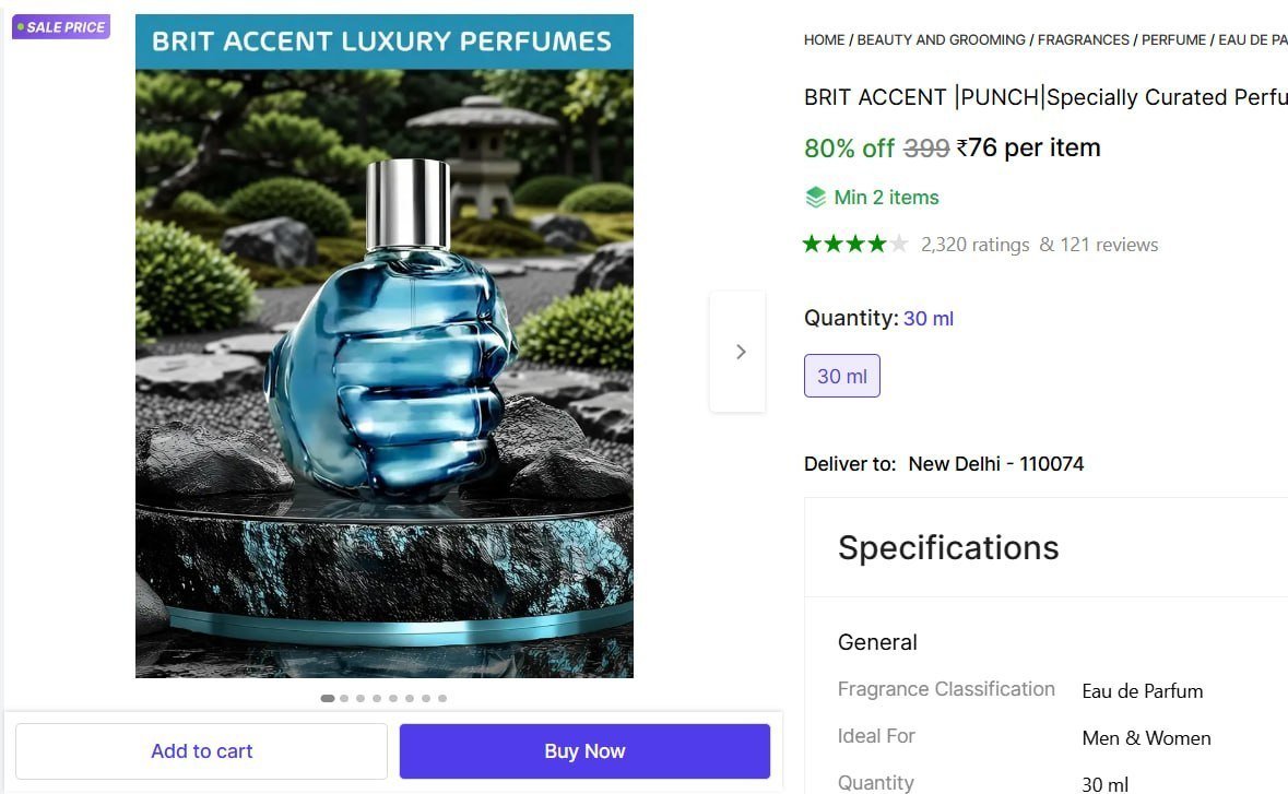 BRIT ACCENT |PUNCH|Specially Curated Perfume Spray|Premium-Long-Lasting|Luxury Parfum| Eau de Parfum  -  30 ml Price in India - Buy BRIT ACCENT |PUNCH|Specially Curated Perfume Spray|Premium-Long-Last