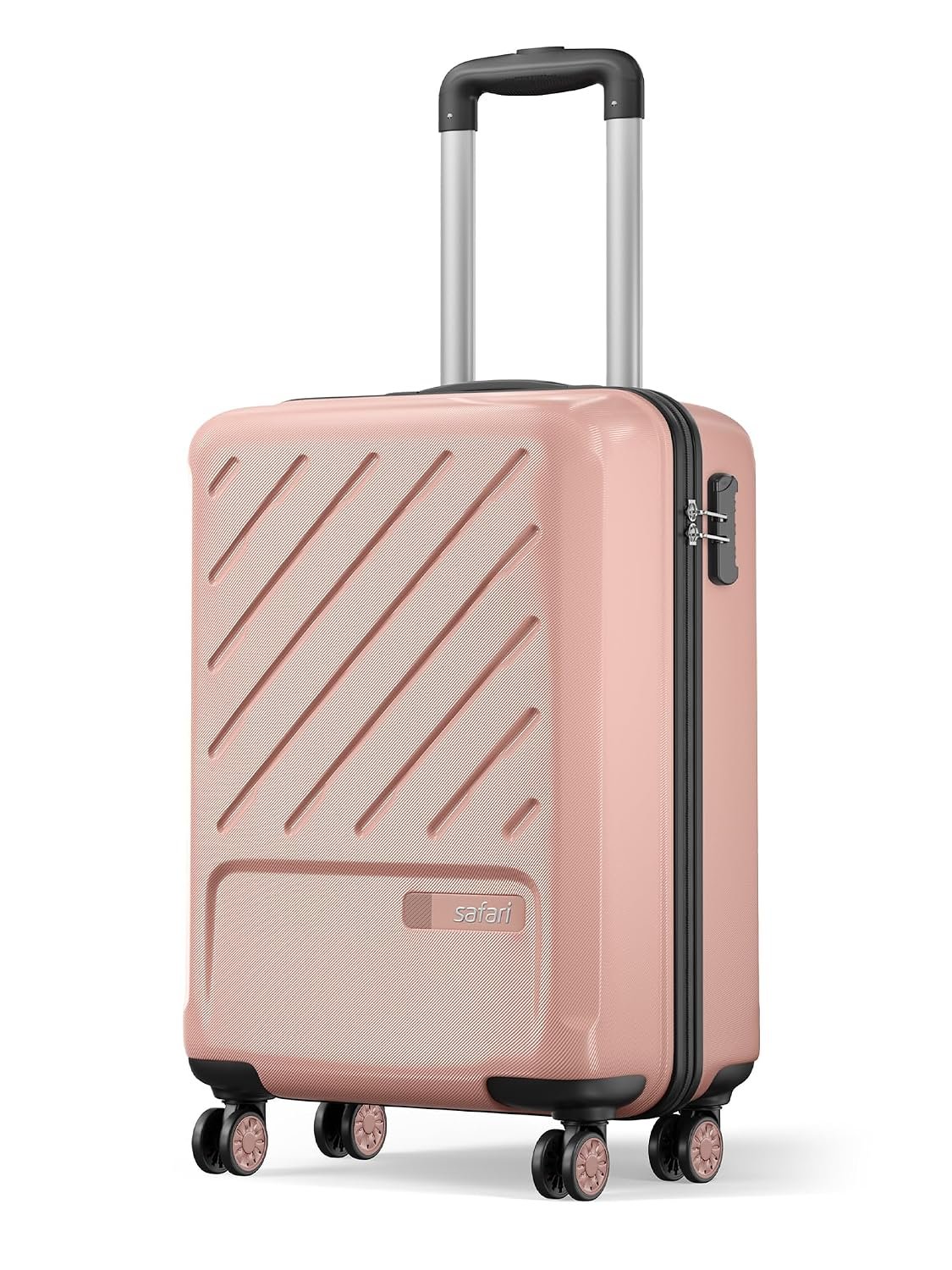 Safari Cabin Symphony 56cm Trolley Bag Hard Case Polypropylene, 8 Spinner Wheels, 360 Degree Wheeling Carry on Luggage, Travel Bag, Suitcase for Travel, Trolley Bags for Travel, Dusky Peach