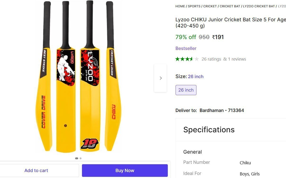 Lyzoo CHIKU Junior Cricket Bat Size 5 For Age Group 8 to 15 Years Hard PVC Plastic Cricket  Bat Price in India - Buy Lyzoo CHIKU Junior Cricket Bat Size 5 For Age Group 8 to 15 Years Hard PVC Plastic 