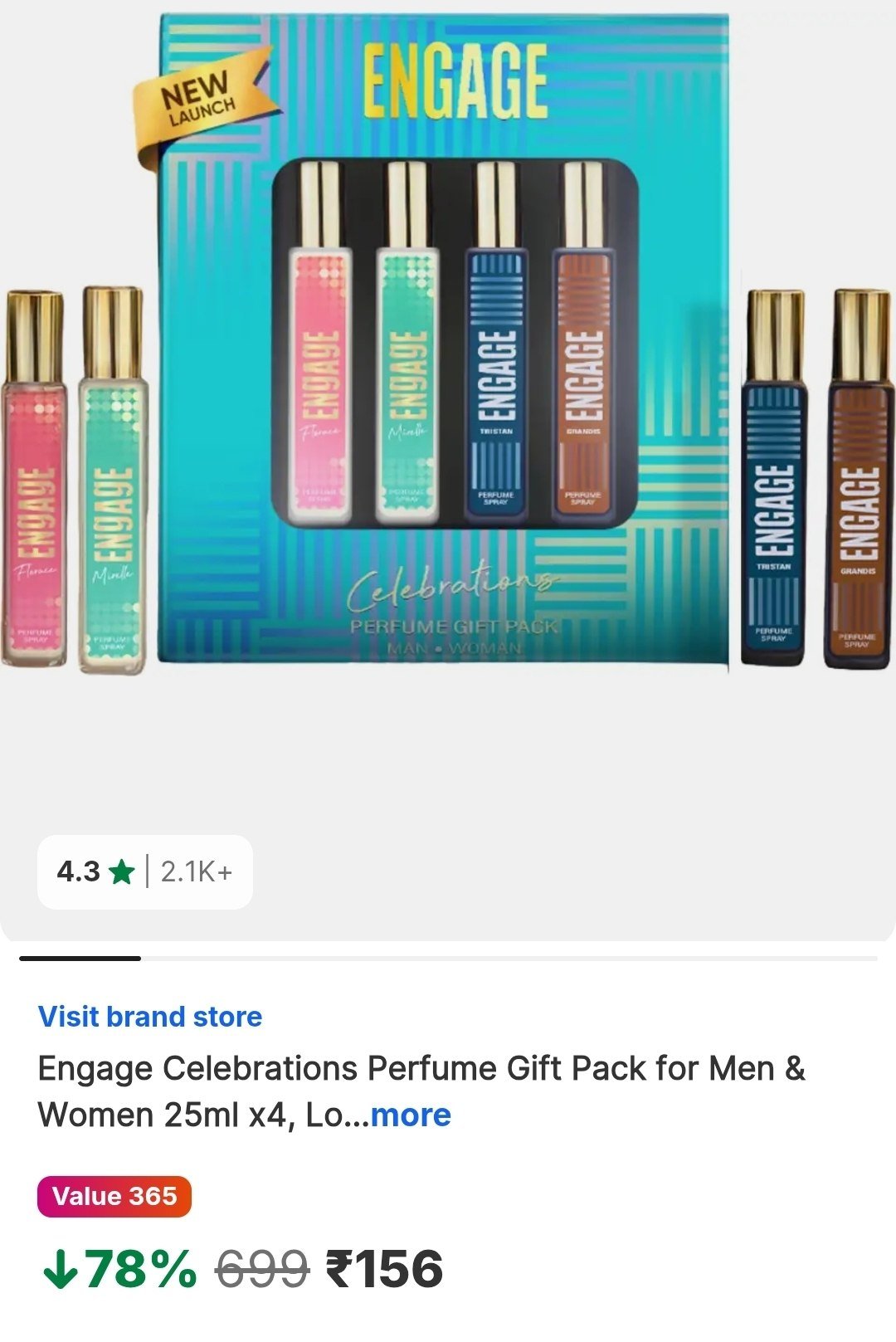 Buy Engage Celebrations Perfume Gift Pack for Men & Women 25ml x4, Long Lasting, Gift Set Perfume  -  100 ml Online In India | Flipkart.com