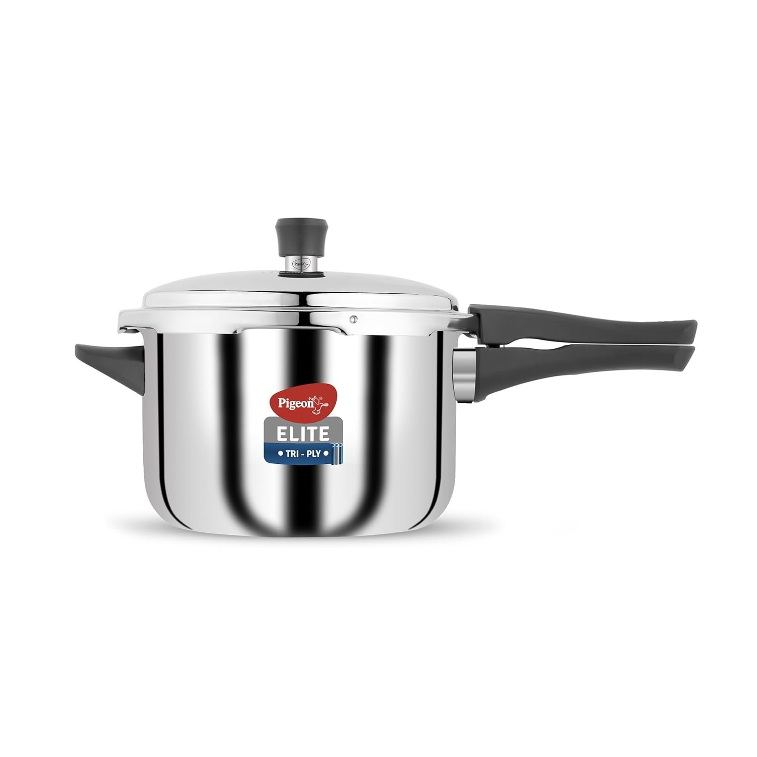 Pigeon by Stovekraft Elite Shine 3 L Tri-Ply Body Outer Lid Pressure Cooker Induction and Gas Stove Compatible that Distributes Heat Evenly for Uniform Cooking (Stainless Steel, Silver)