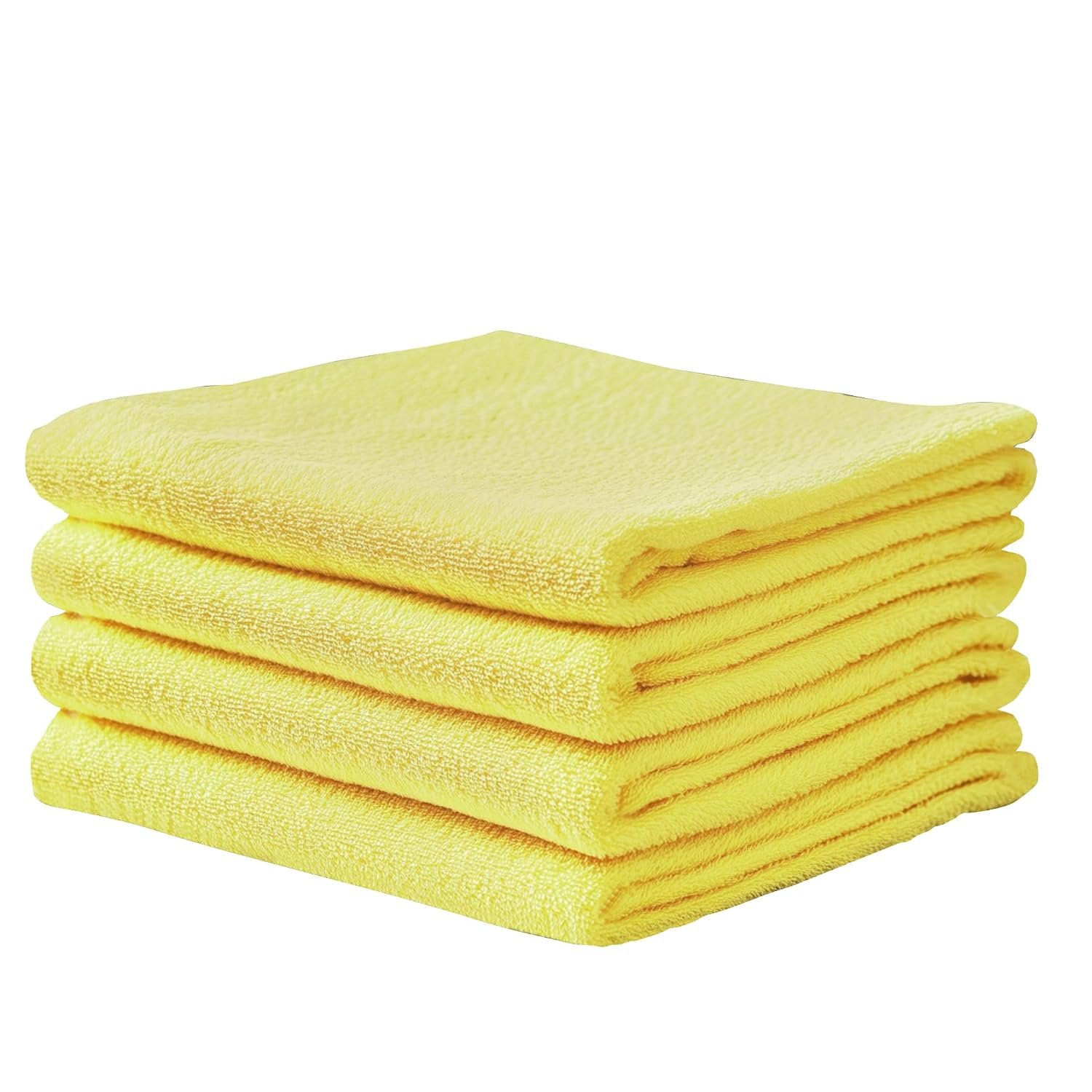 Microfiber Cloth | 360 GSM Thick Lint & Streak-Free Multipurpose Cloths - Automotive Microfibre Towels for Car Bike Cleaning Polishing Washing & Detailing |(40 x 40 cm, Yellow)|Pack of 4