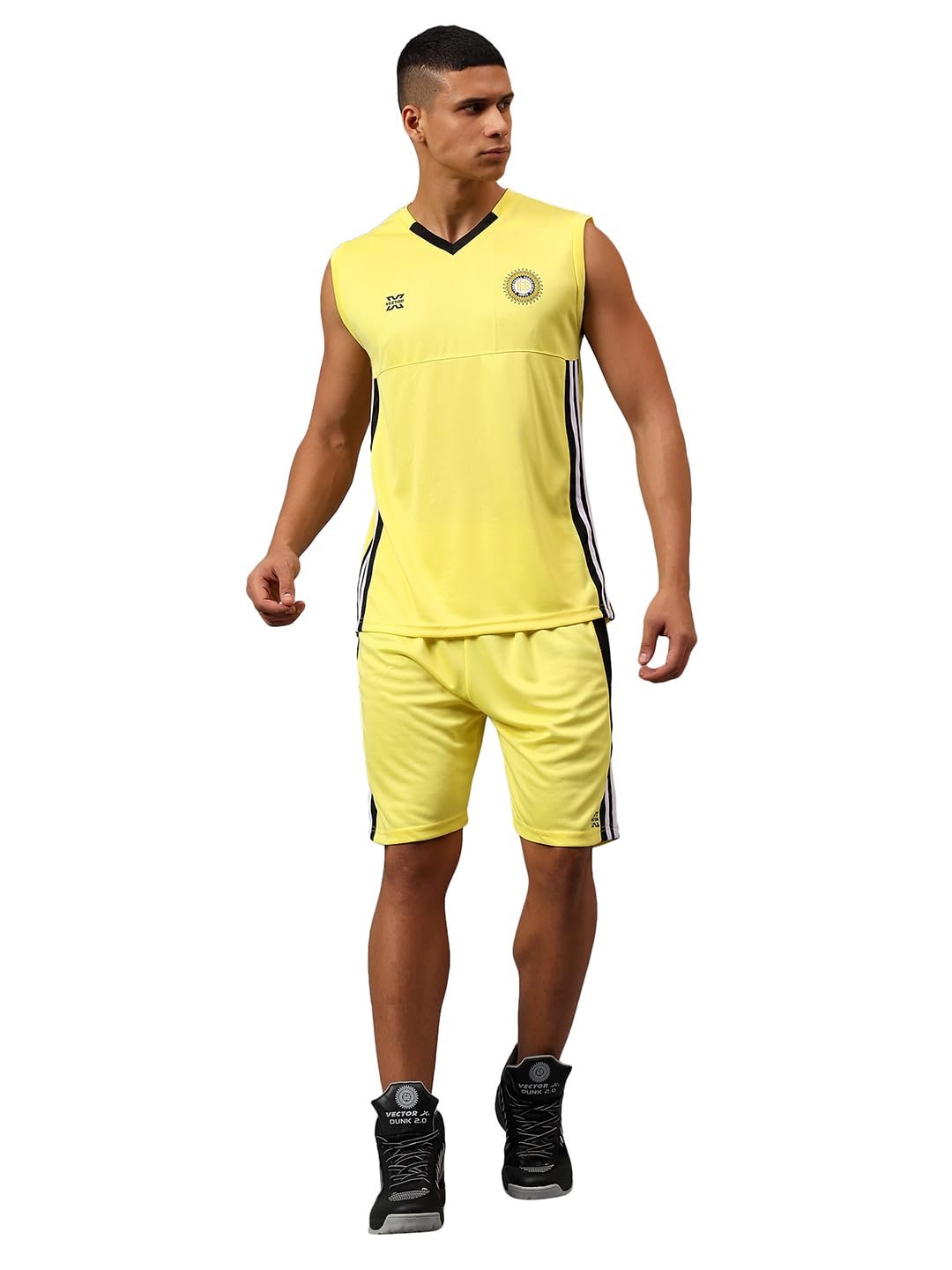 Vector X VBB-100 Men's Sleeveless Basketball Volleyball Football Team Jersey and Shorts Set Combo, Breathable Moisture-Wicking Unisex Sports Active Wear Active Wear for Running Training Men Women