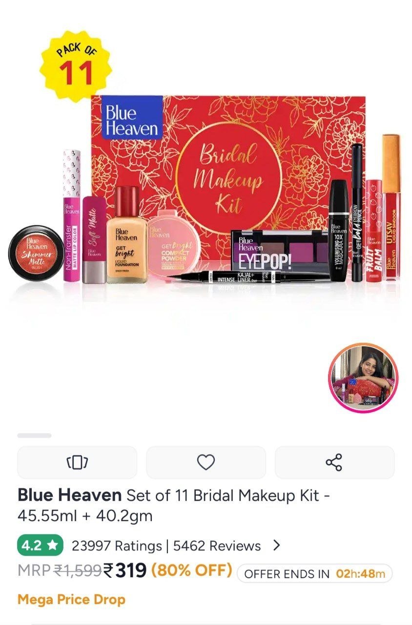 Buy Blue Heaven Set Of 11 Bridal Makeup Kit   45.55ml + 40.2gm -  - Personal Care for Women