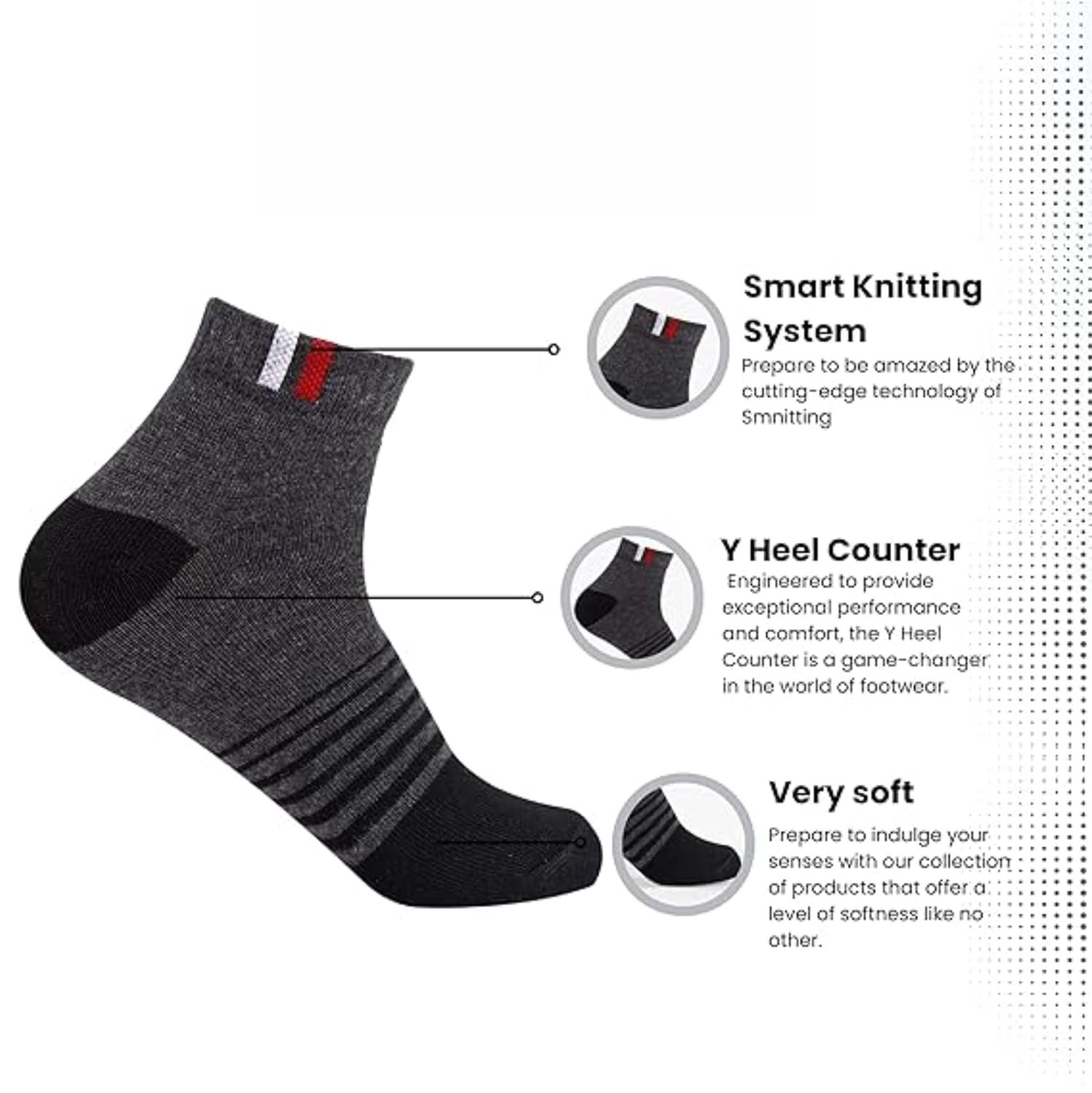 SJeware Polyester 5 Pairs Stripped Ankle Length Socks for Men & Women, Multicolor, Pack of 5, Free Size