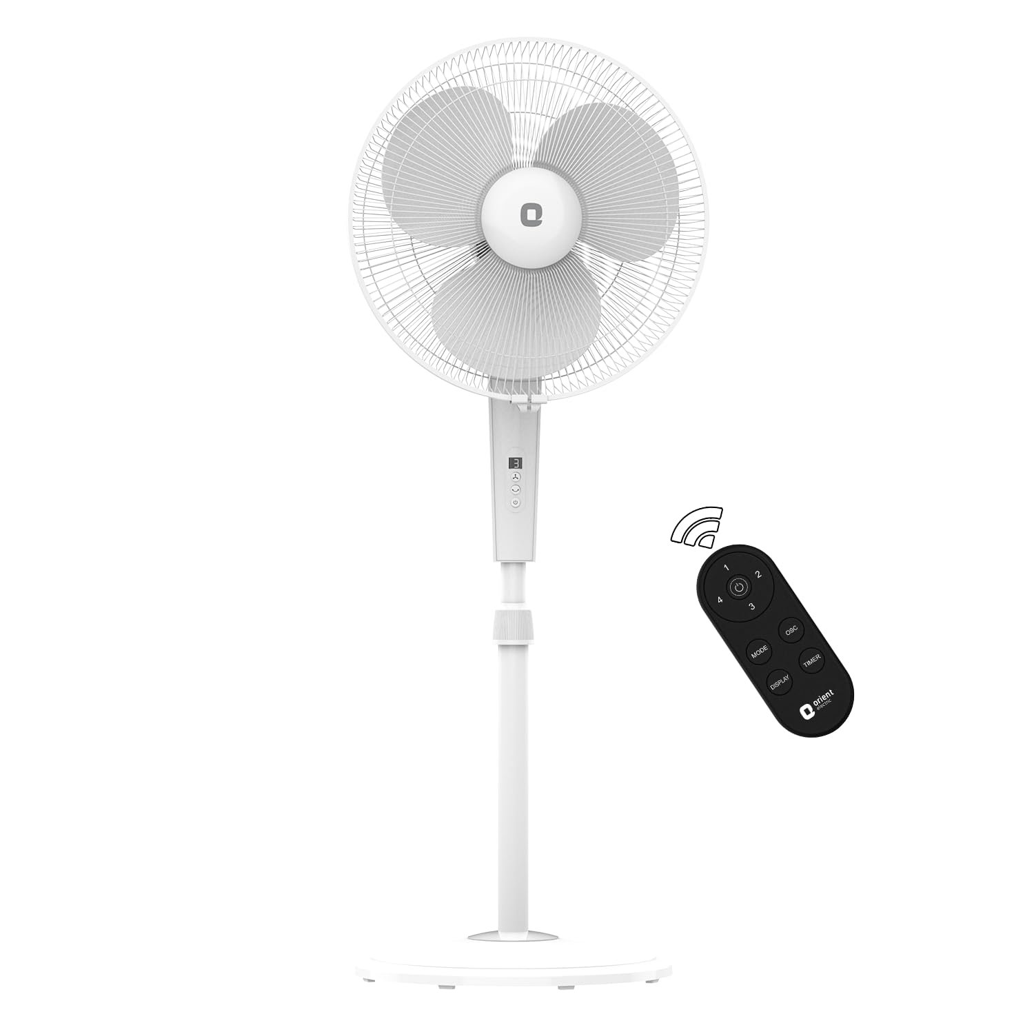 Orient Electric Harrier BLDC Stand Fan with Remote | Energy Saving Fan, Whisper Quiet 52 dB Operation | 90° Oscillation, Tilt & Height Adjustment | 2 Year Warranty, White