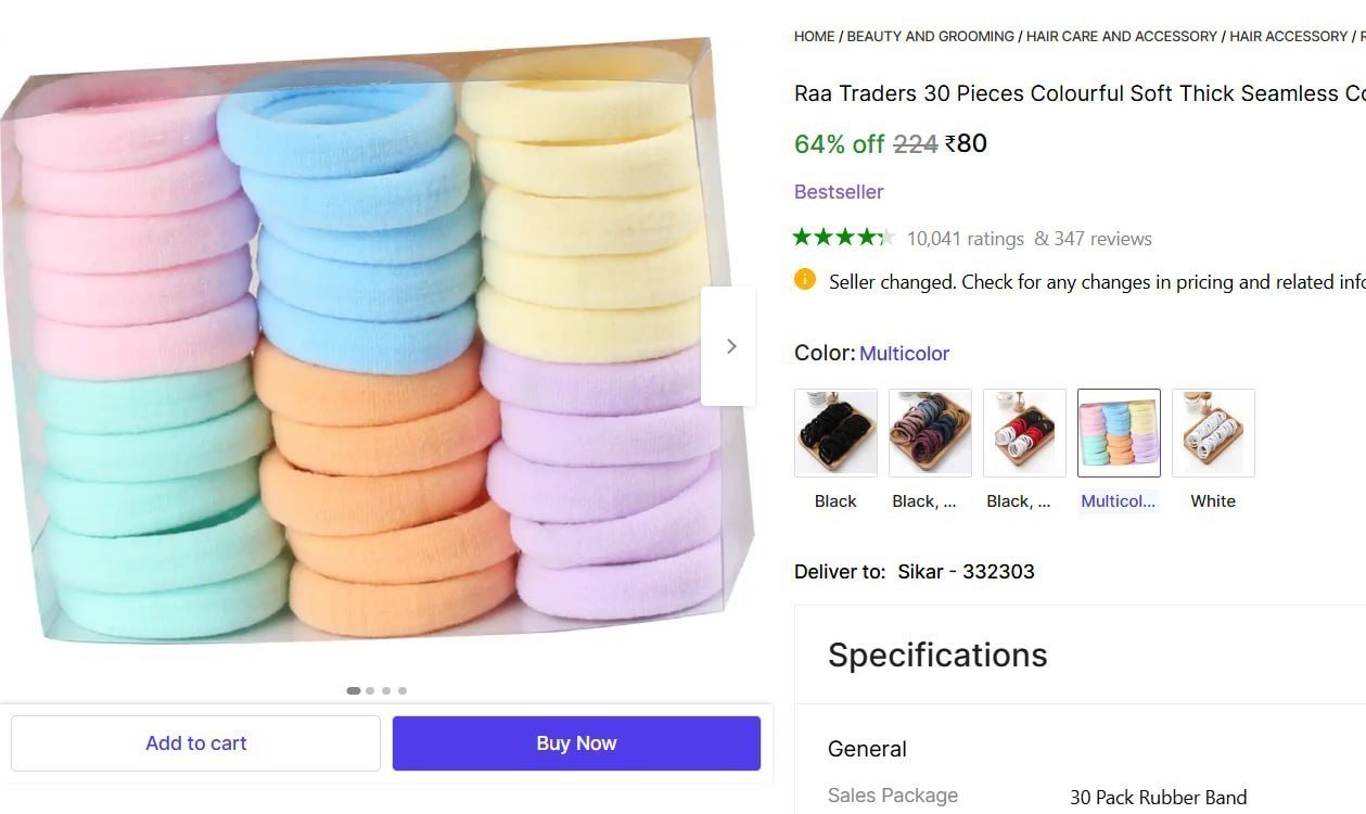 Raa Traders 30 Pieces Colourful Soft Thick Seamless Cotton Hair Band for Women Girls Kids Rubber Band Price in India - Buy Raa Traders 30 Pieces Colourful Soft Thick Seamless Cotton Hair Band for Wome