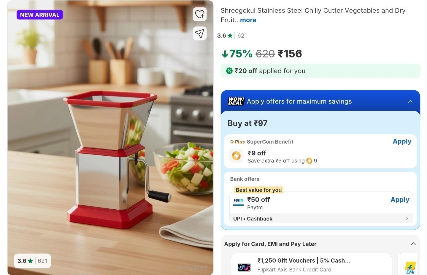 Shreegokul Stainless Steel Chilly Cutter Vegetables and Dry Fruit Cutter/Stainless Steel Onion Chopper & Vegetable Chopper Quick Cutter with Stainless Steel Rotating Blade Vegetable Salad Chopper 