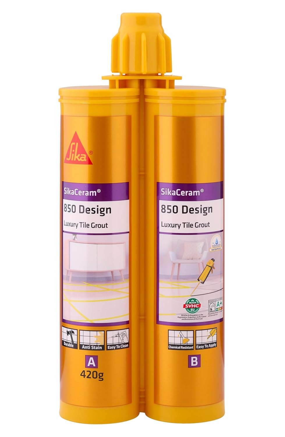 SIKA - Tile Grout - SikaCeram 850 Design - Light Khaki - Epoxy floor and wall tile coloured grout for joint 2-15mm inside - 420g