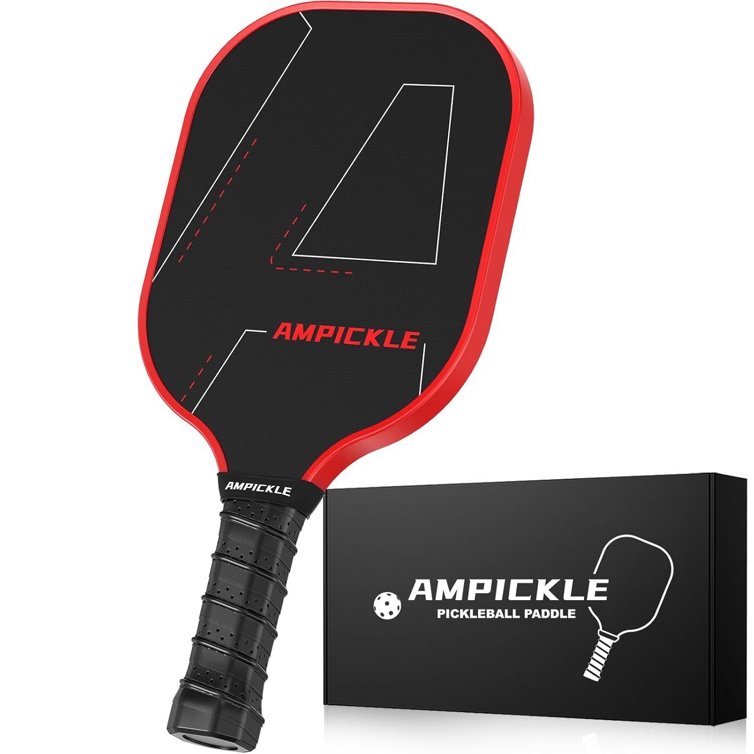 Pickle Ball Paddle,Fiberglass Pickleball Paddle,Frosted Surface Pickleball Rackets, USAPA Standards，Oversized Sweet Spot Pickle Ball Paddle for Indoor Outdoor (A-Line Red)