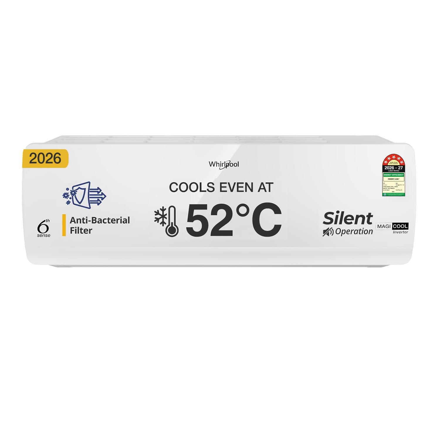 Whirlpool 1.5 Ton 5 Star, New star rated, Magicool Inverter Split AC (MAGICOOL 15T 5S INV CNV S6K3PP0, Copper, Convertible 4-in-1 Cooling Mode, HD Filter White)