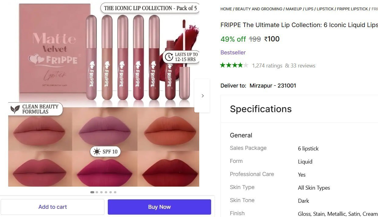FRIPPE The Ultimate Lip Collection: 6 Iconic Liquid Lipsticks Price in India - Buy FRIPPE The Ultimate Lip Collection: 6 Iconic Liquid Lipsticks online at Shopsy.in