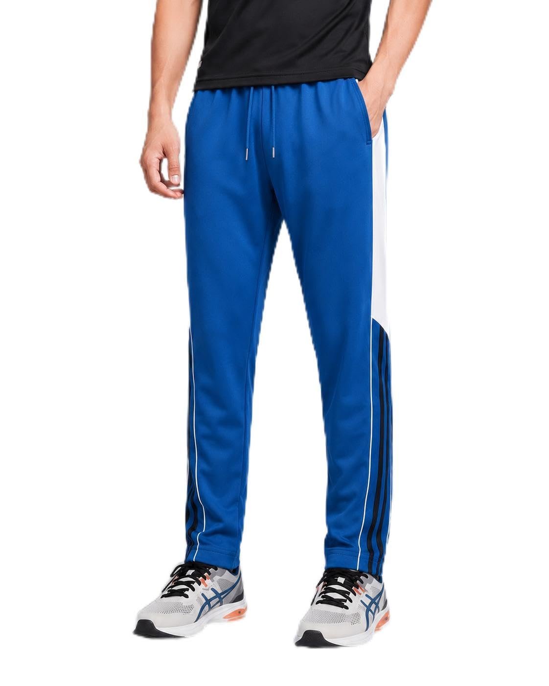 Premium Men's Sports Track Pants | Quick Dry Polyester Running Joggers | Stretchable Gym Lower with Side Pockets | Regular Fit Activewear for Running, Workout, Training & Casual Wear Blue