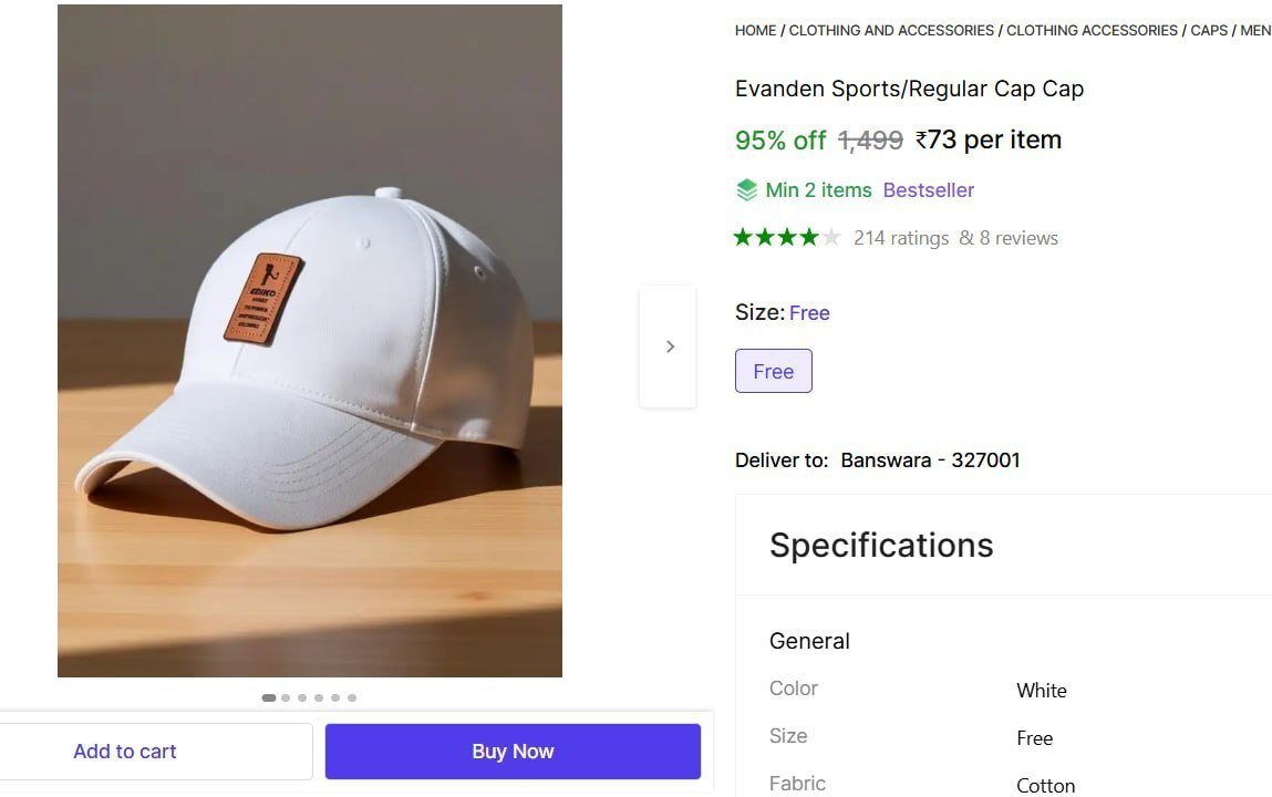 Evanden Sports/Regular Cap Cap Price in India - Buy Evanden Sports/Regular Cap Cap online at Shopsy.in