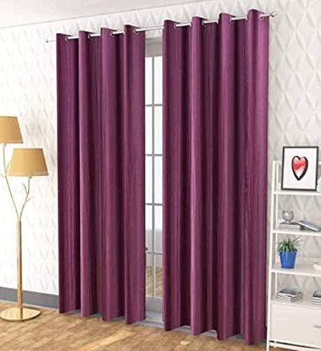 IVAZA Polyester Solid Crushed Texture Curtain, Long Door, 9 feet (2.74 m), Wine Pack of 1