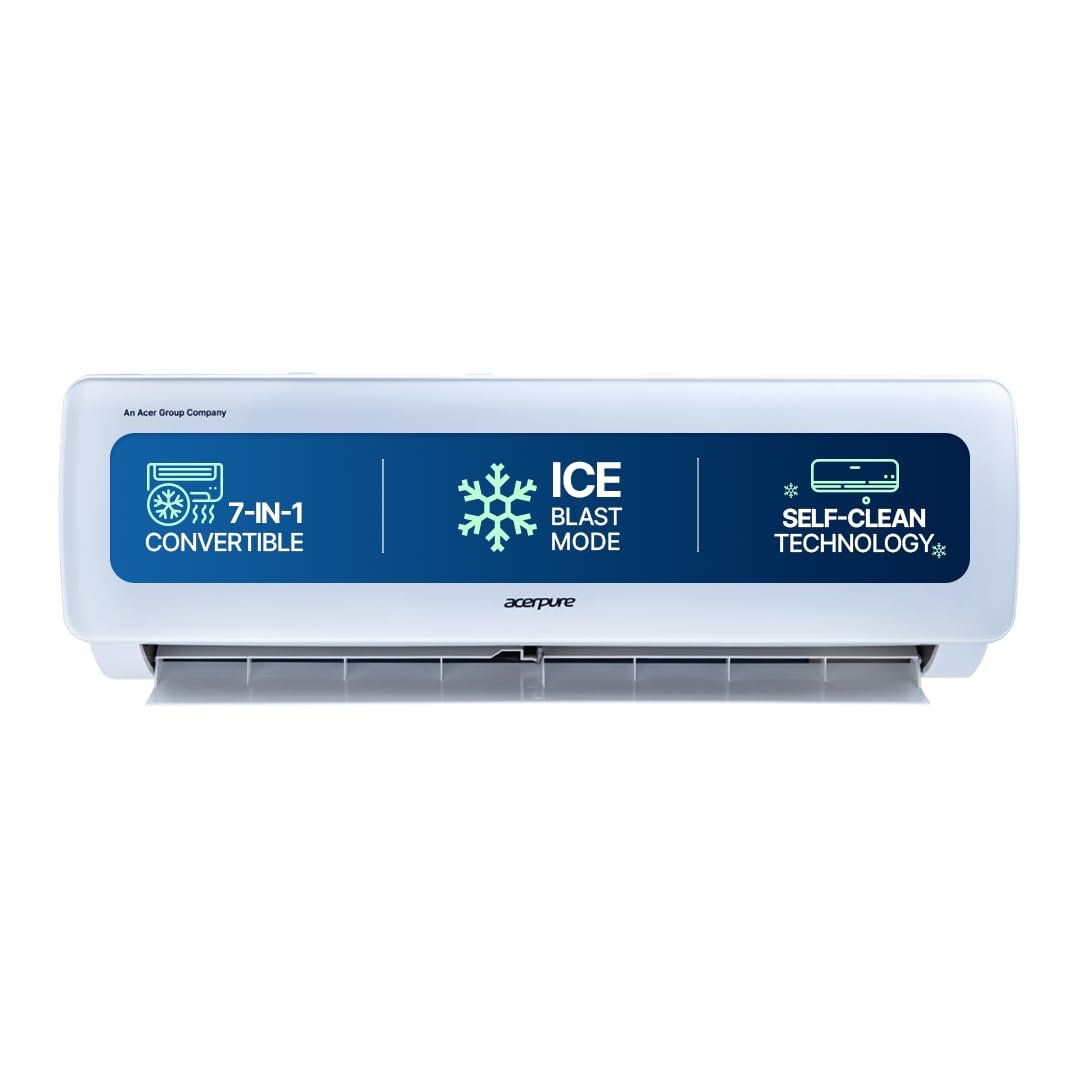 Acerpure Chill Neo 1.0 Ton 3 star, New star rated, AC5IPG61TN3W 7 in 1 Convertible Split AC(Copper, Ice Blast Mode, 4 way swing, Cooling @ 58 degree, White)