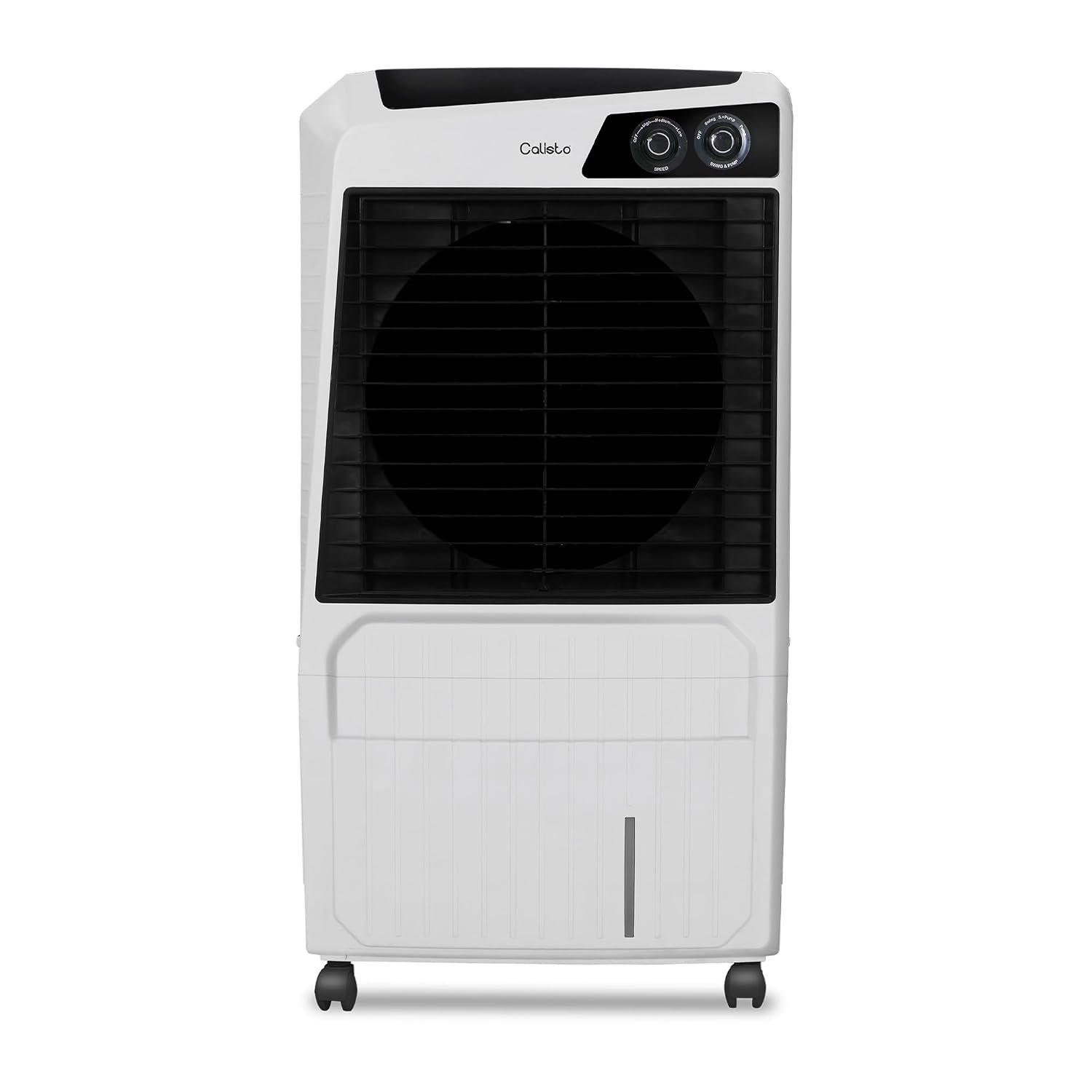 Hindware Smart Appliances Calisto 105L | Desert Air Cooler with Woodwool Pads, Inverter Compatible, Castor wheels and motorized air flow control & High Air Delivery (White & Black)