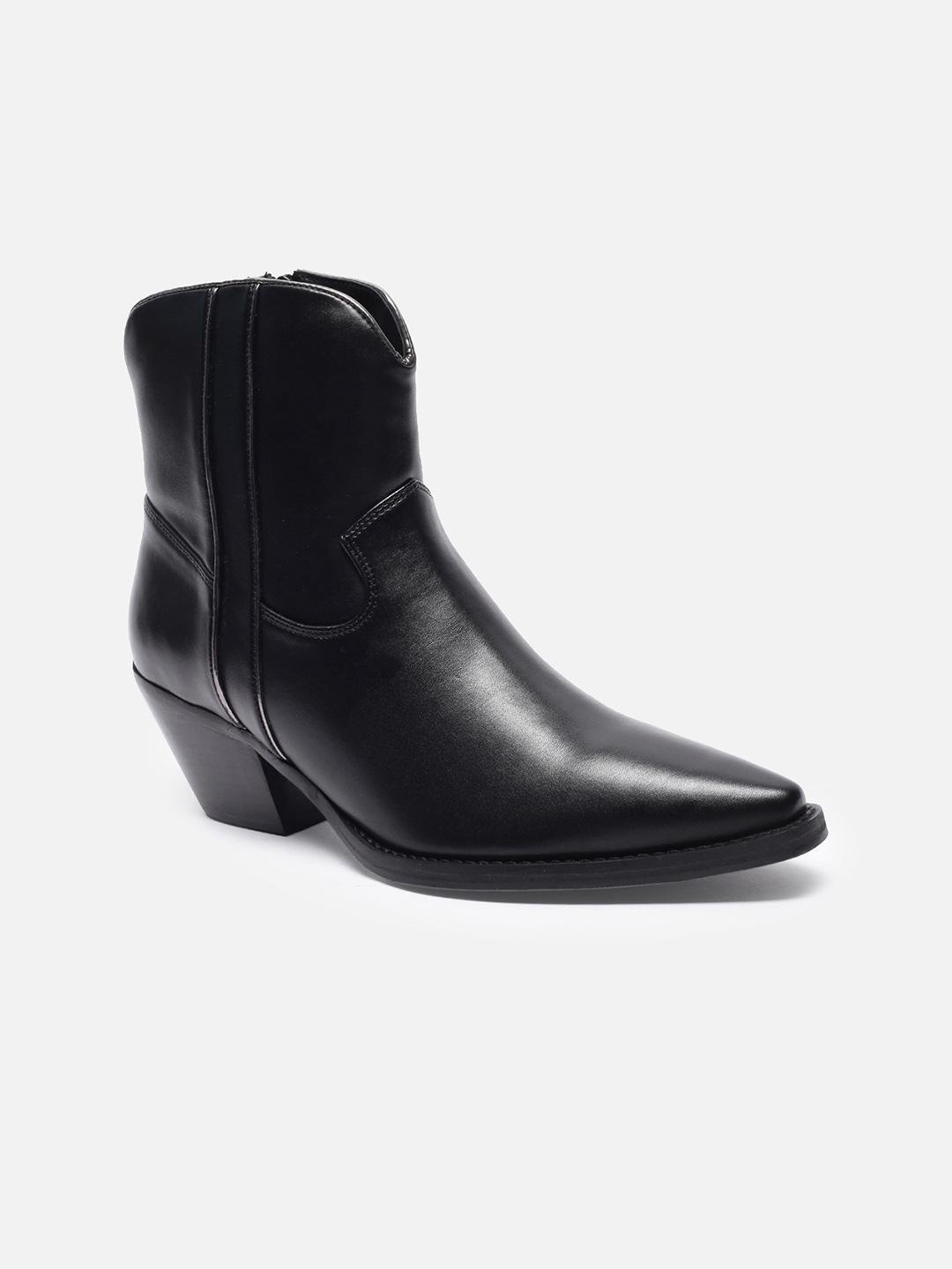 Buy Allen Solly Woman Black Solid Regular Boots -  - Footwear for Women