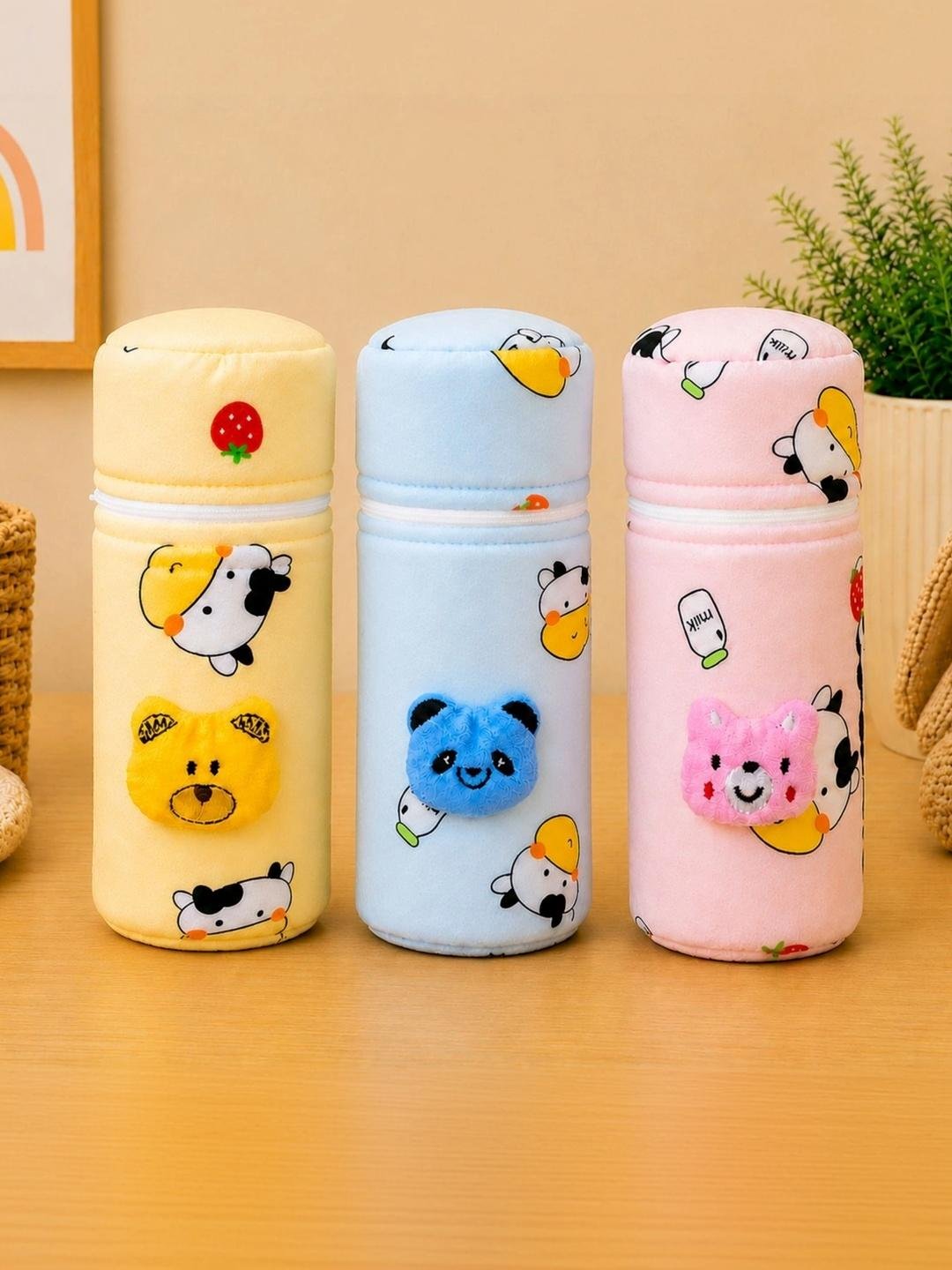 Buy The Little Lookers Set Of 3 Plush Stretchable Baby Bottle Covers   330 Ml Each -  - Accessories for Unisex Kids