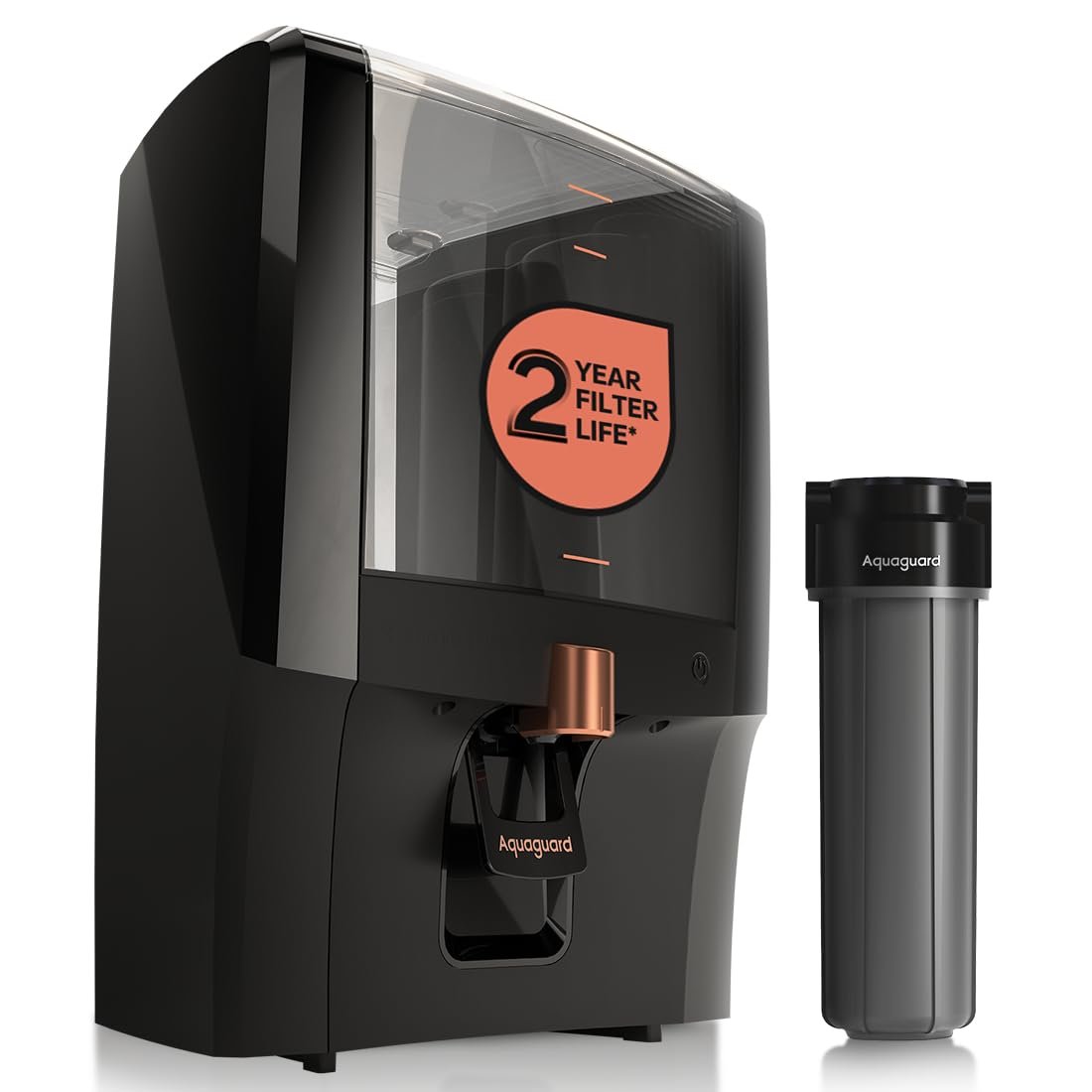 Aquaguard Enrich Aura 2X Aquasaver RO+UV+Copper | Needs No Service for 2 Years | 40% Water Saving | Includes Mega Sediment filter | 7-Stage Purification | 7L storage