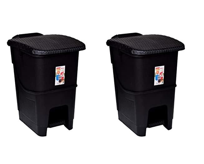 Aristo Plastic Biomedical Waste dustbin with Step-On Pedal 12 LTR (BLACK & BLACK) Combo
