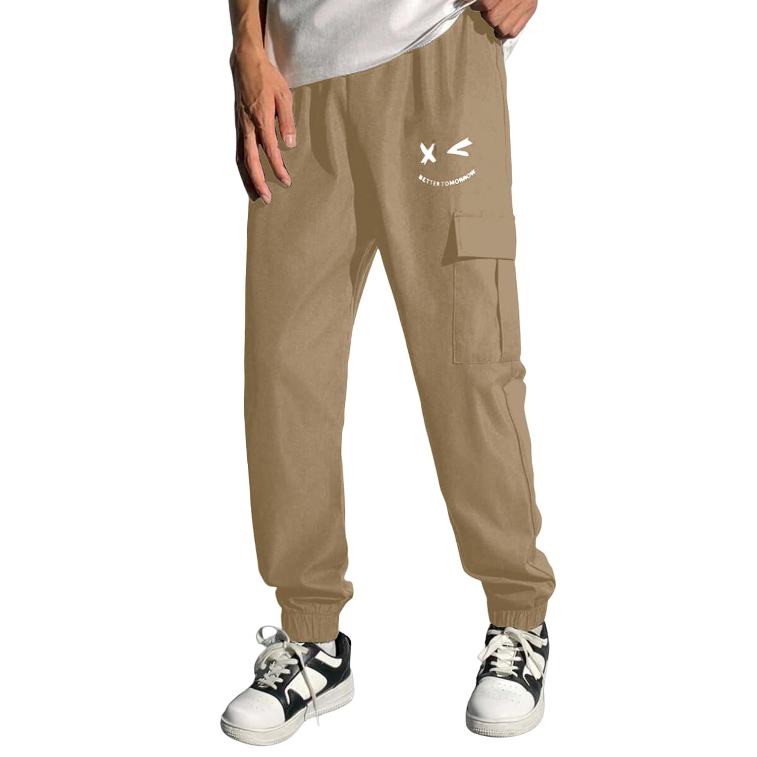 Boys’ Premium Cargo Jogger Pants | Soft Pilot Fabric | Stylish Printed Joggers with Side Pocket | Elastic Waist & Cuff(KBC-01)