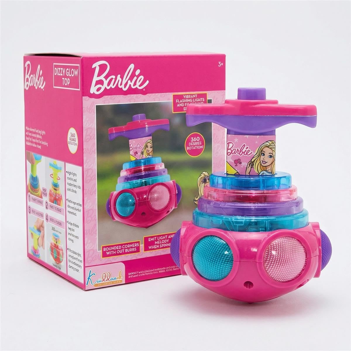 Dizzy Glow Top Barbie - Musical Spinning Top Toy with 360 Degree Rotation, Vibrant Flashing Lights & Sound Effects, Child-Safe Pink Battery Operated Toy|Birthday Gift for Kids 3+ Years Old