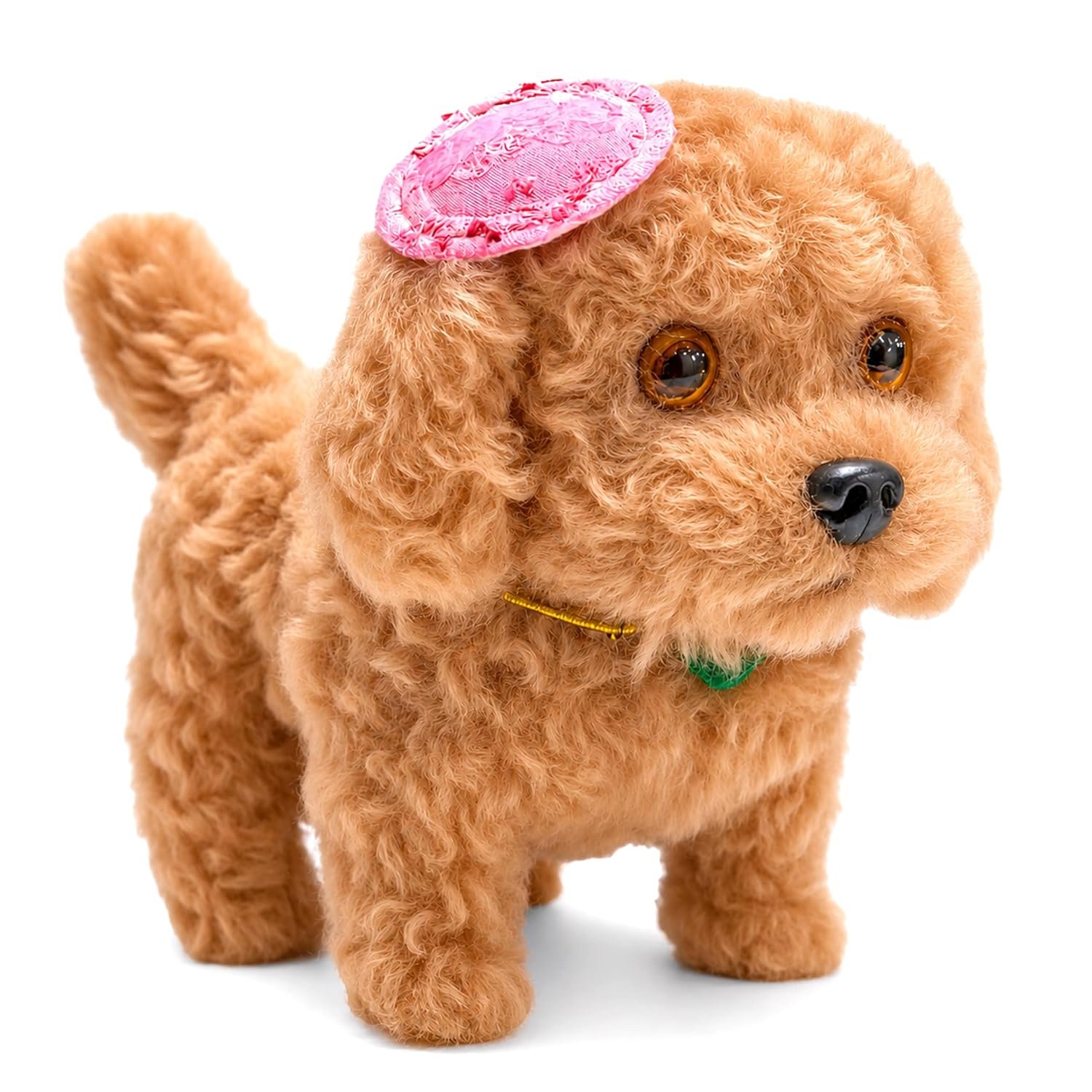 VGRASSP Fluffy Fantastic Walking Puppy Toy for Kids - Cap Dog with Light in Eyes and Cute Puppy Sound - Adorable, Safe and Soft Toy - Color and Design As Per Stock