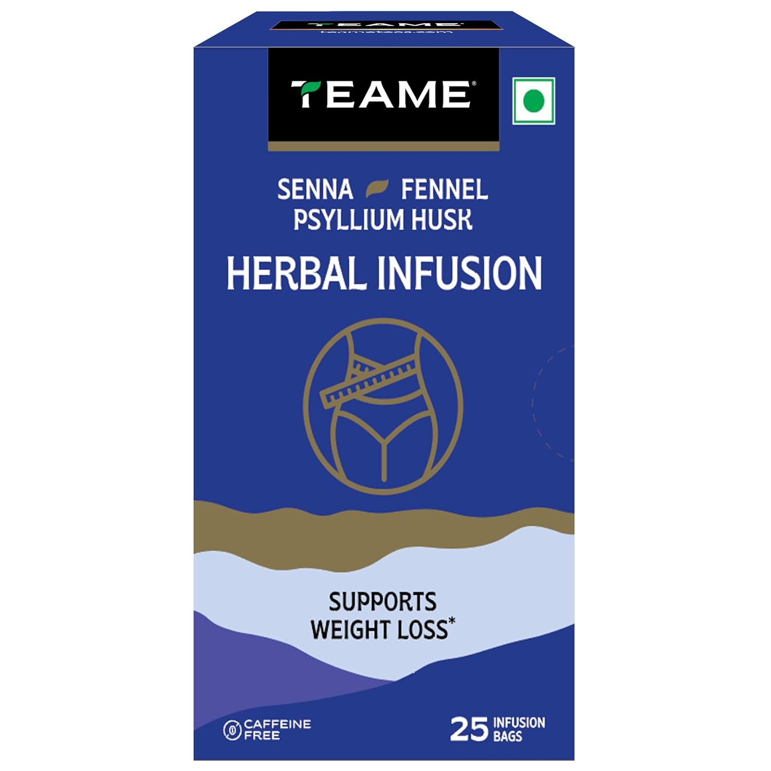 TE-A-ME Senna Fennel Psyllium Husk Herbal Infusion, 25 Bags | Supports Weight Management