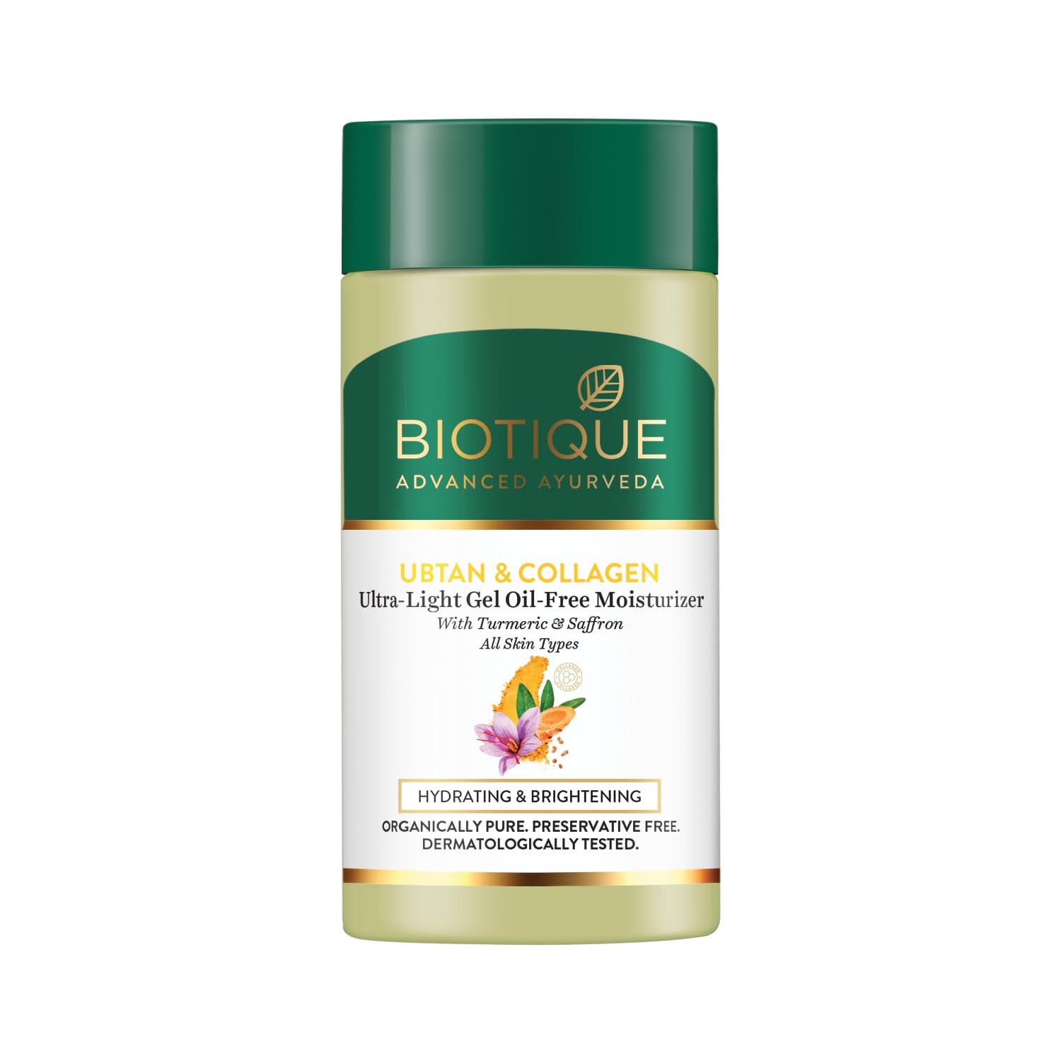 Biotique Ubtan & Collagen Ultra Light Gel Oil-Free Moisturizer for Hydrating, Brightening & Glowing Skin|Enhance Skin Complexion|For Men & Women-25ml