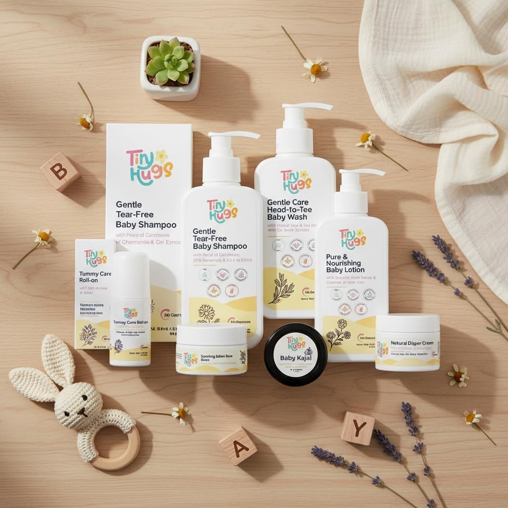 Newborn Baby Gift Set with Free Gift (Pack of 7) | Baby Gifts for Newborn & 1+ Year | Baby Care Combo – Baby Wash, Shampoo, Lotion, Diaper Rash Cream, Tummy Roll-On, After Bite Balm & Kajal