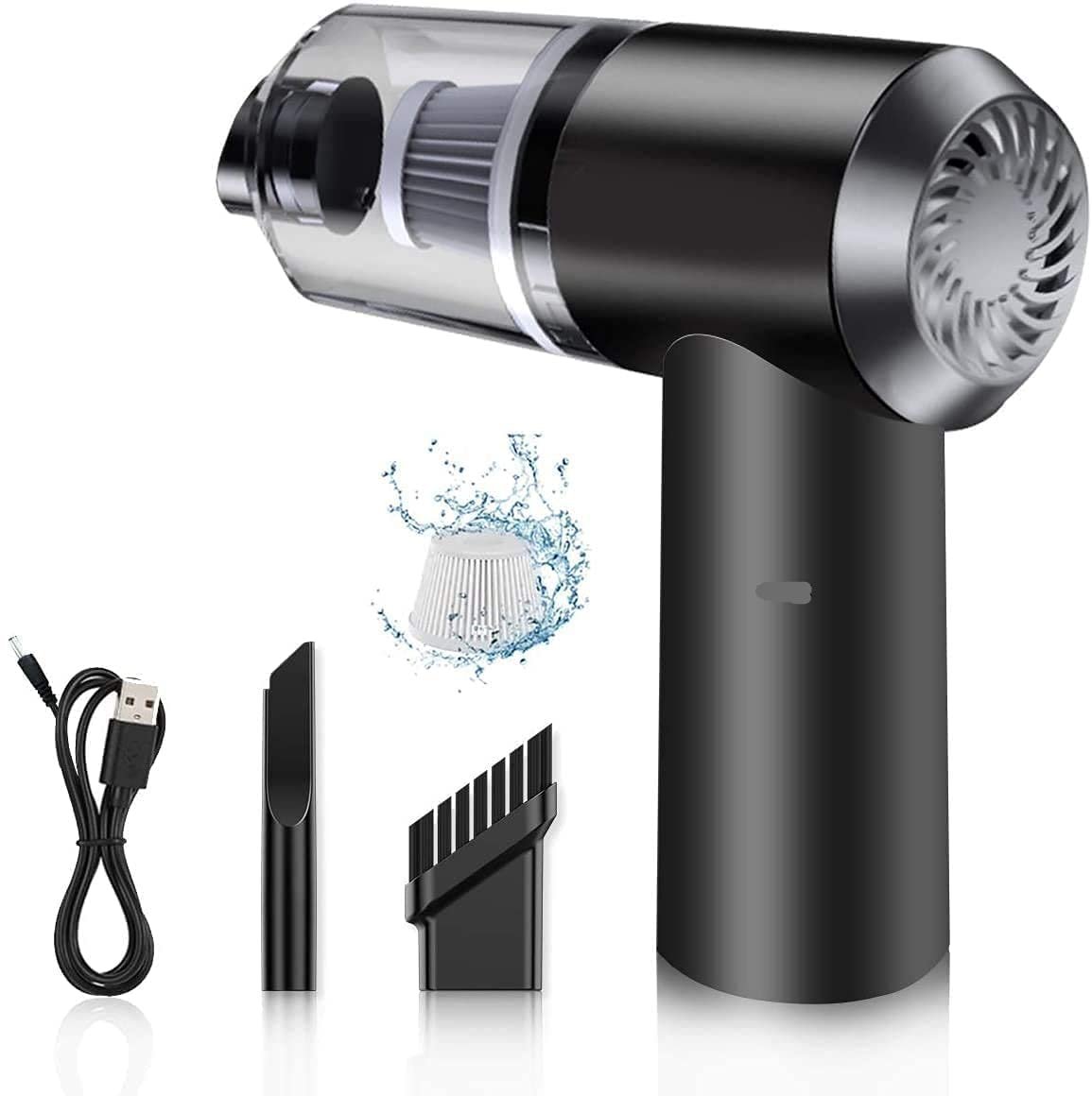 2-in-1 Car Vacuum Cleaner - 120W High-Power Handheld Wireless With Dust Collection/Lighting, Home and Car Dual-Use, Portable USB Rechargeable, Black