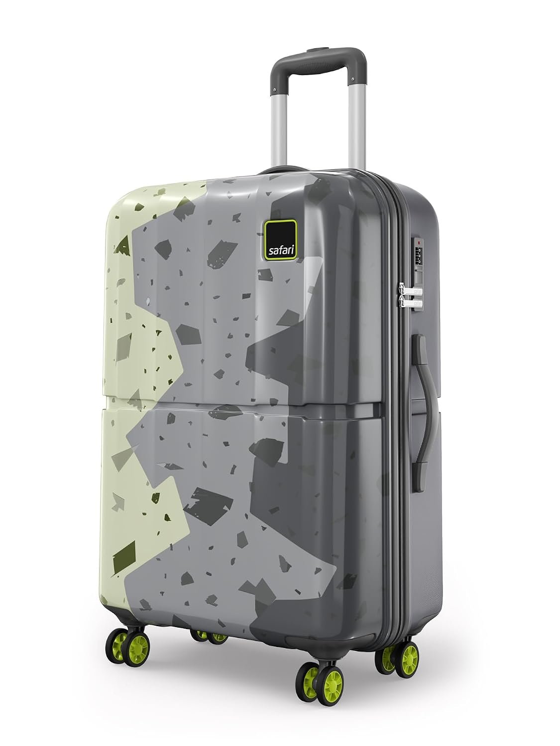 Safari Tazzo 8 Wheels 66cm Medium Size Trolley Bag, Hard Case Polycarbonate, 360º Wheeling Small Check in Luggage, Suitcase for Travel, Trolley Bags for Travel, Printed