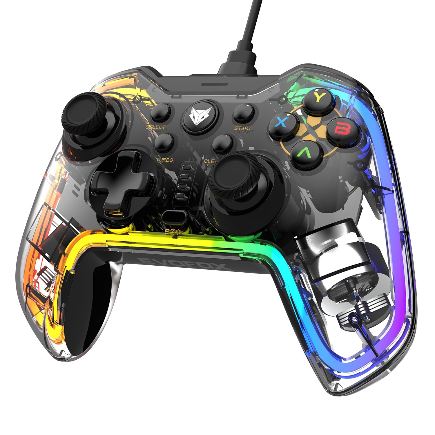 EvoFox Elite X RGB Wired Gaming Controller for PC with 2 Programmable Macro Back Buttons, Adjustable Dual Vibration Motors,Turbo Mode,Analog Triggers, High Precision joysticks,Low Latency Plug and Pla