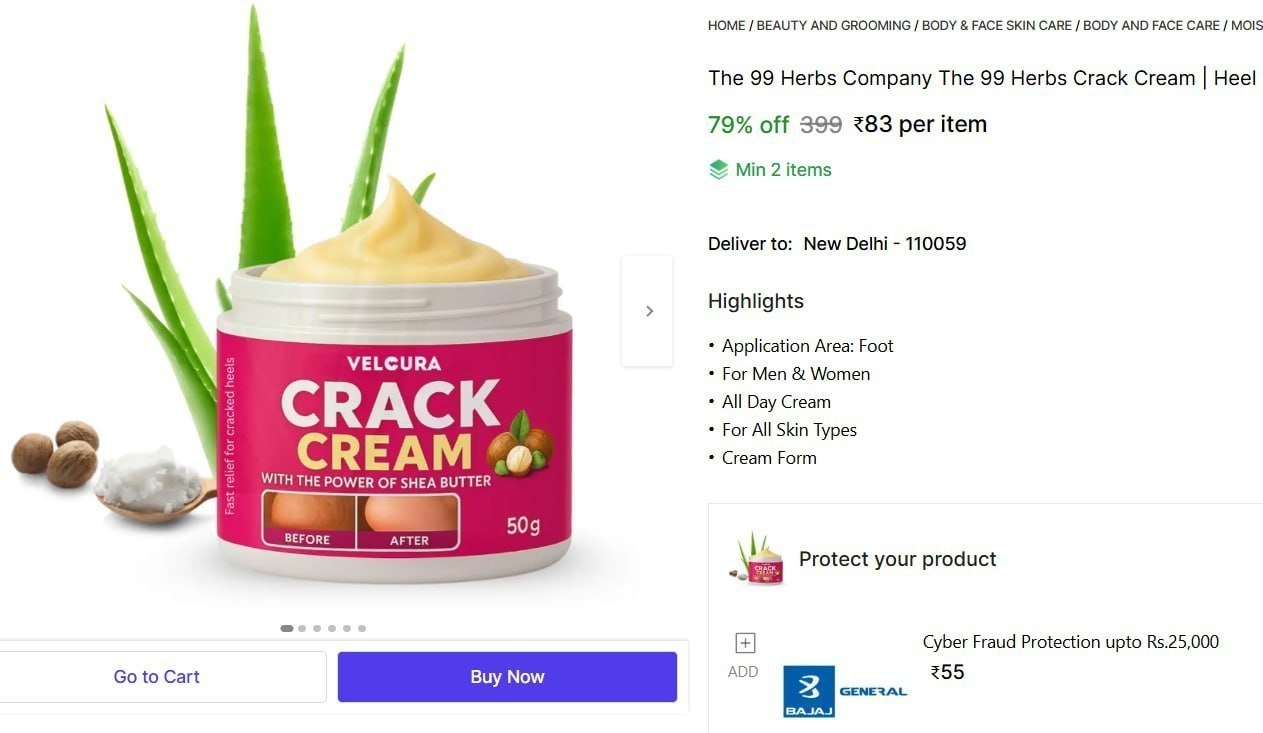 The 99 Herbs Company The 99 Herbs Crack Cream | Heel Repair & Dry Feet Care Cream - Price in India, Buy The 99 Herbs Company The 99 Herbs Crack Cream | Heel Repair & Dry Feet Care Cream Online