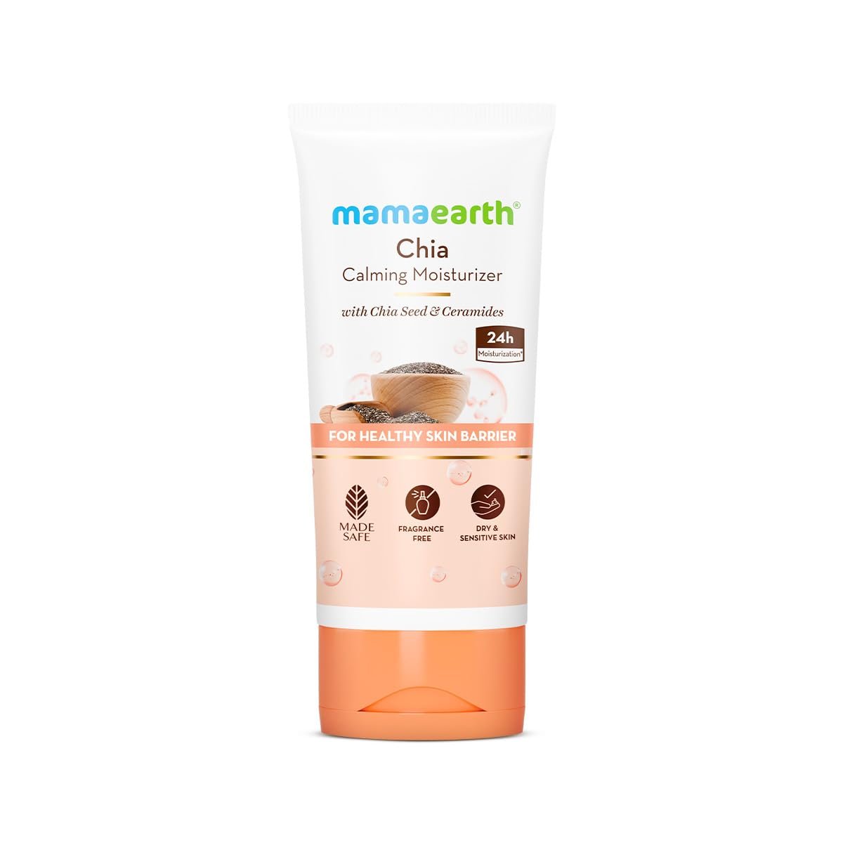 Mamaearth Chia Calming Moisturizer with Chia Seed & Ceramides for Healthy Skin Barrier | For Hydrated Glow | Co-Created with Dermats | For Dry & Sensitive Skin | 24H Long Lasting Moisturizatio