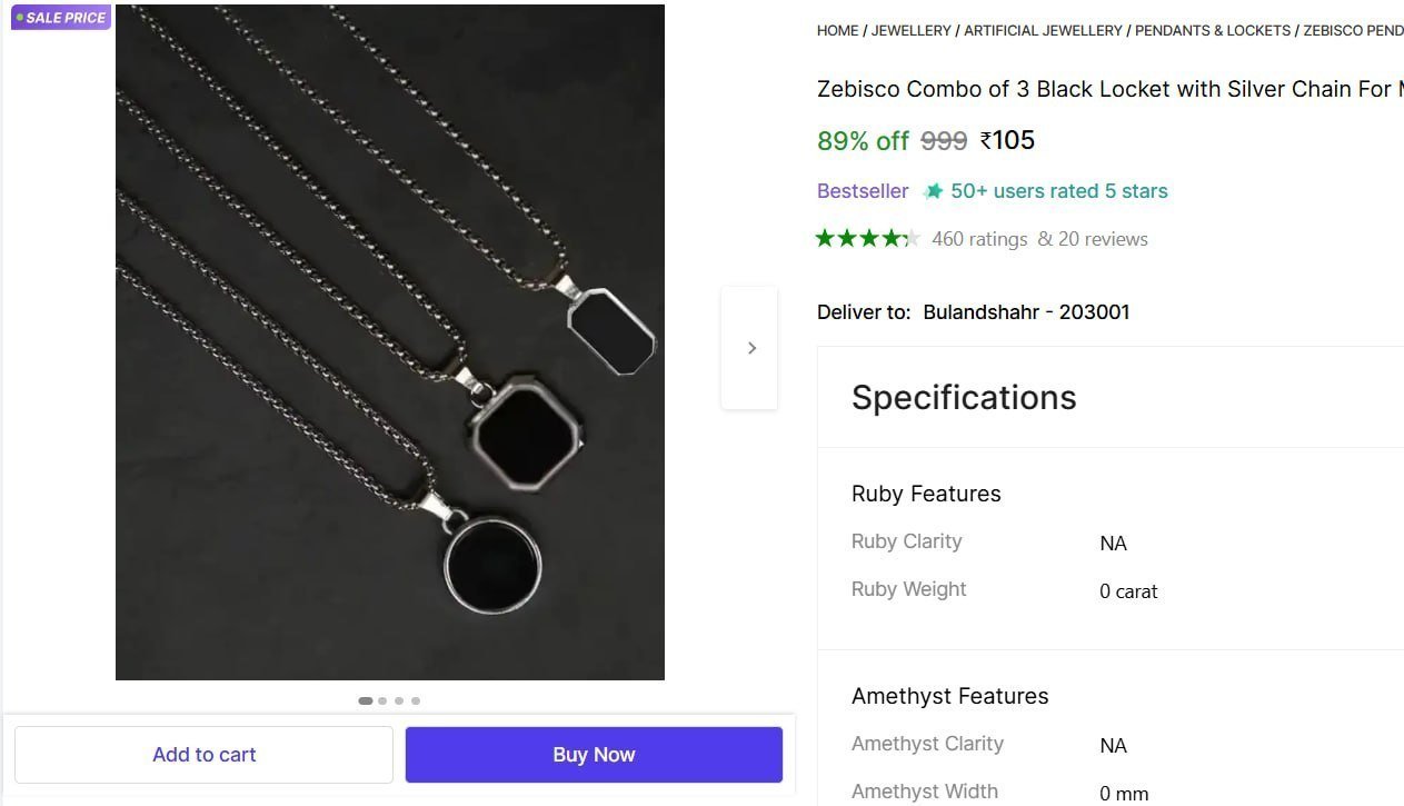 Zebisco Combo of 3 Black Locket with Silver Chain For Men Boys Geometric Stainless Silver Stainless Steel Price in India - Buy Zebisco Combo of 3 Black Locket with Silver Chain For Men Boys Geometric 